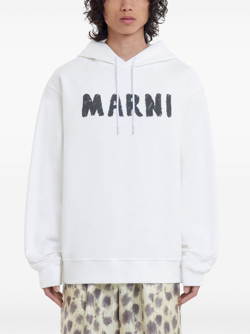 Marni o1h1sh11224 Cotton Hooded Sweatshirt in Black/White Size US XL / EU 56 / 4 - 3 Thumbnail