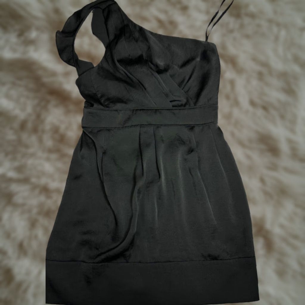 BCBGeneration BCBGeneration Women One Shoulder Short Dress Size 10 Black Lined Back Zip New Size 32" / US 10 / IT 46 - 1 Thumbnail