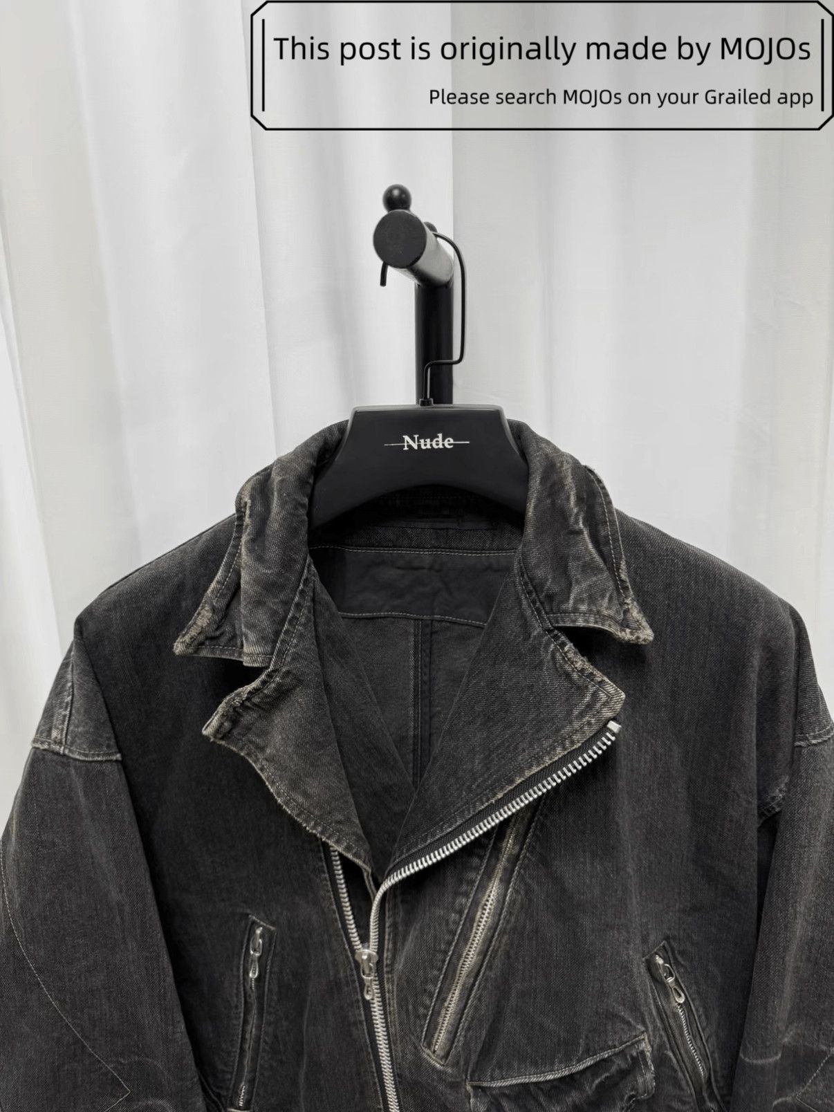 Sz 1 Julius Distressed Denim Bike Jacket mojos1749