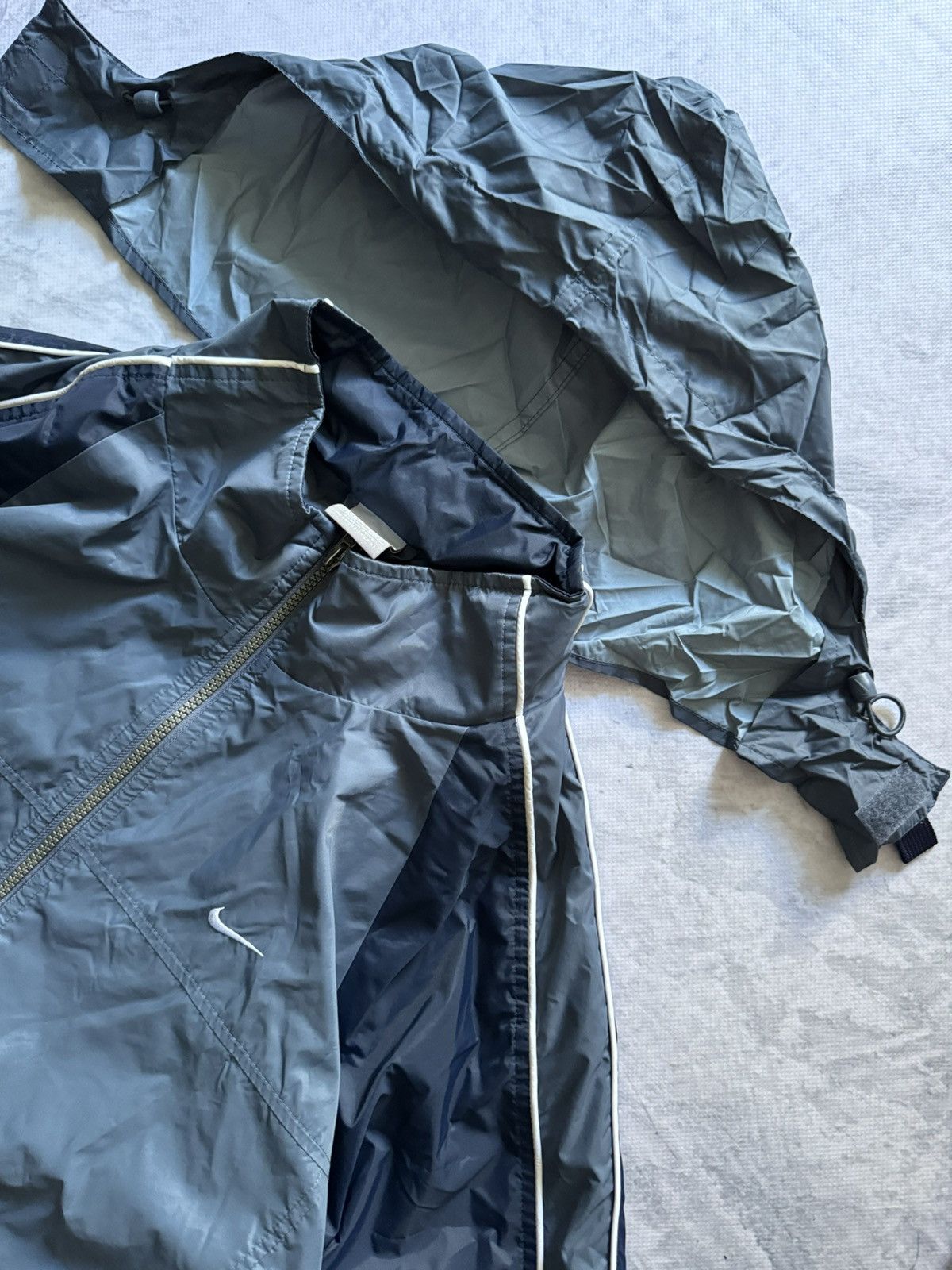 Nike × Vintage 00s Nike Vintage Nylon Hooded Light Jacket Drill Size US XL / EU 56 / 4 - 5 Thumbnail