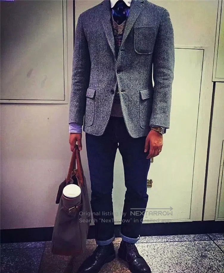 Stepney Workers Club Labour Union Vintage Herringbone Wool Blazer. Size US L / EU 52-54 / 3 - 2 Thumbnail