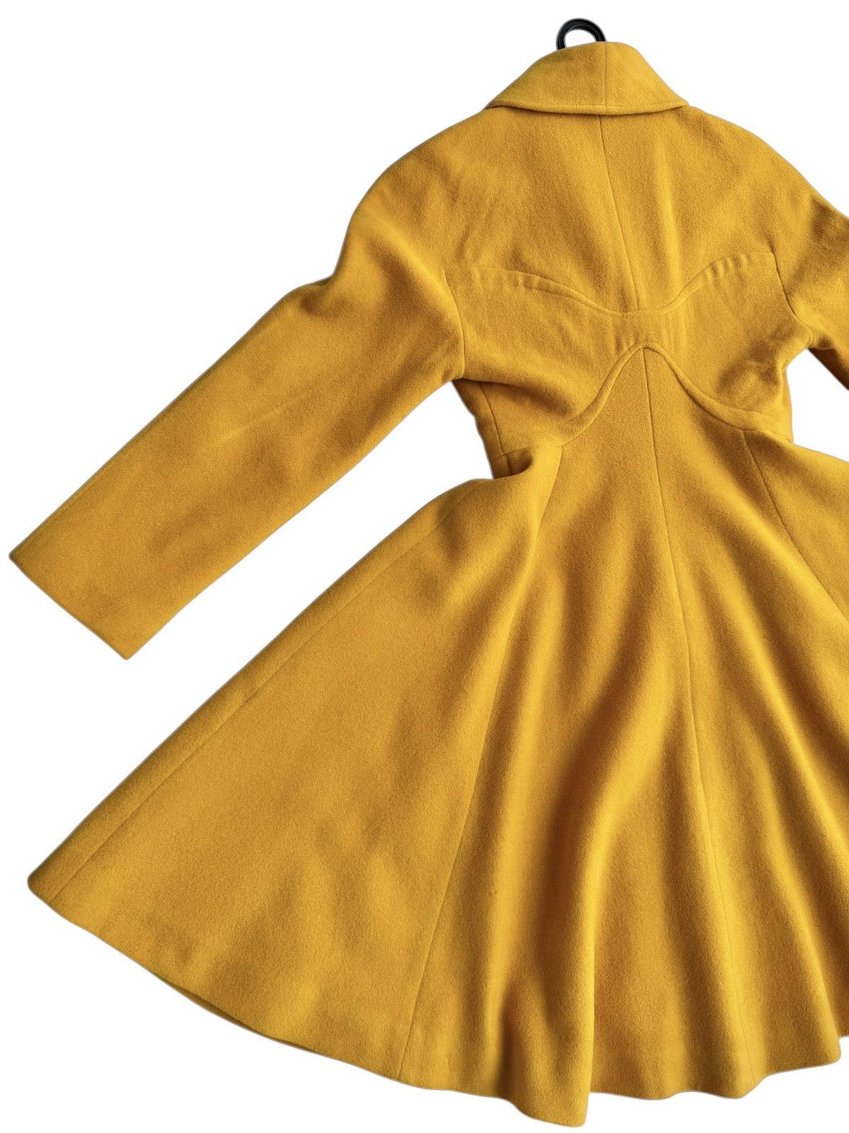 Mugler 🔥Rare Vintage 80s Thierry Mugler Mustard Yellow Wool Coat Size M / US 6-8 / IT 42-44 - 8 Thumbnail