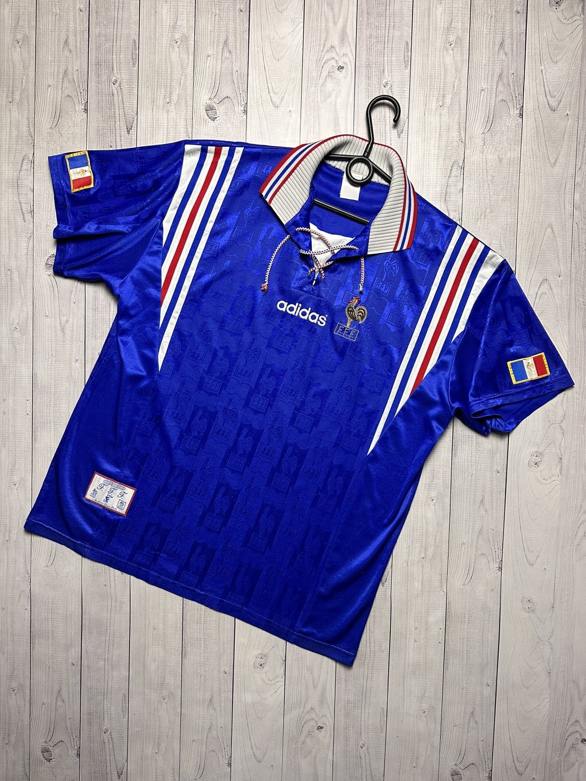 image of Vintage France Adidas Soccer Jersey 1996-1998 Size Z in Blue, Men's