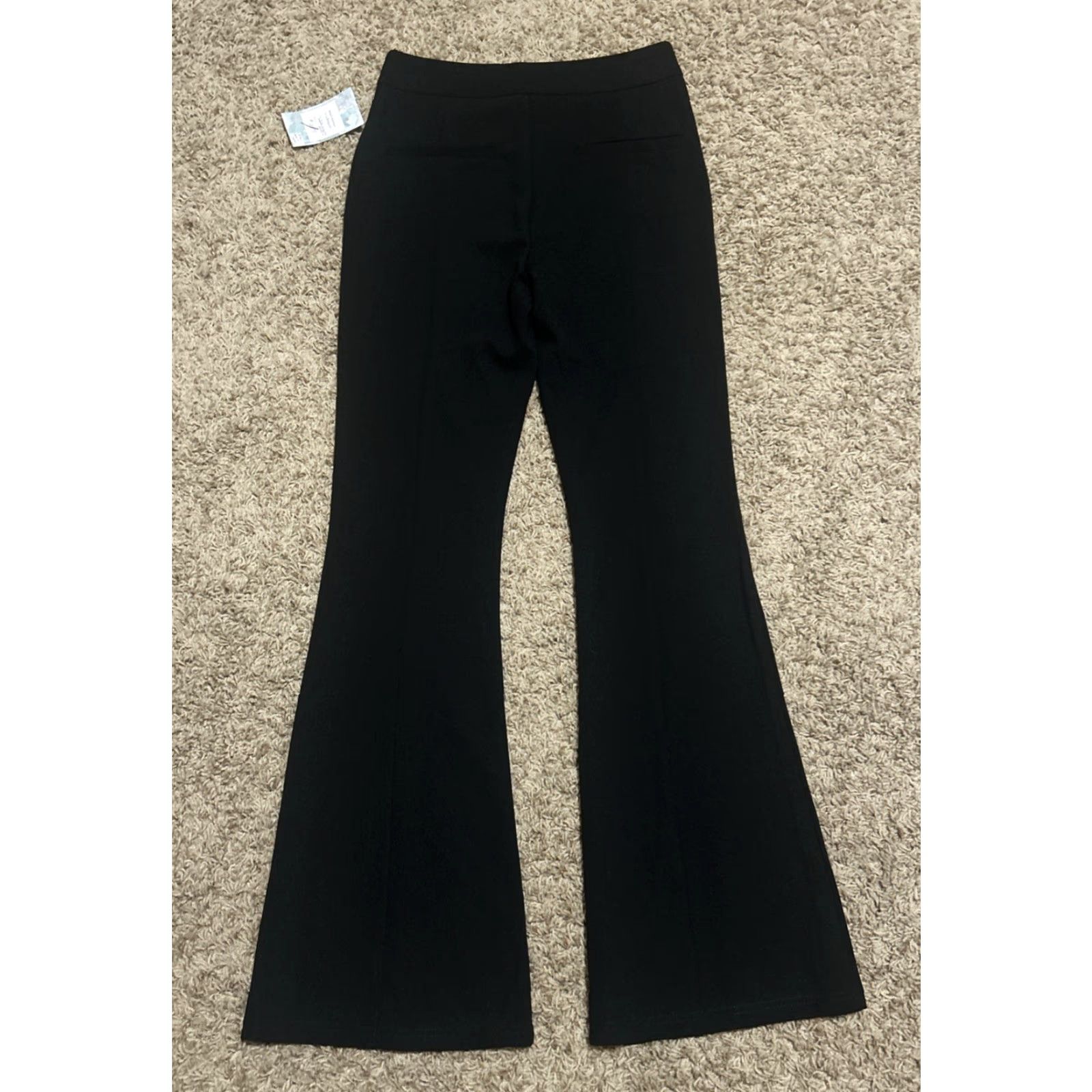 Vintage Boutique Dress Pants Womens S Black 26x33 High Rise Flared Flat Front Stretch Inseam 33 Casual Workwear Formal NWT Size 28" / US 6 / IT 42 - 3 Thumbnail