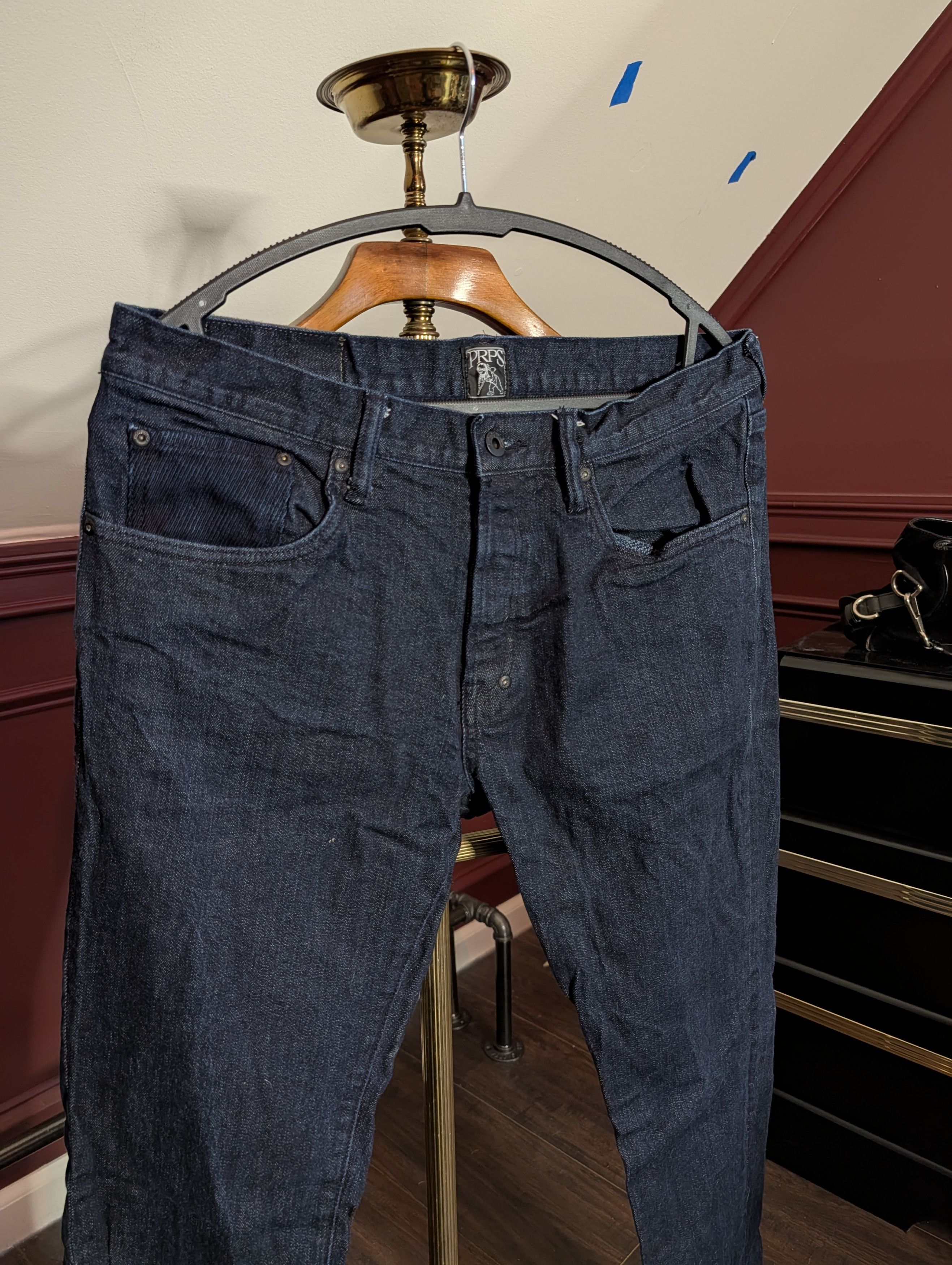 Prps Demon indigo corduroy boro patch blue denim slim jeans Size US 34 / EU 50 - 2 Thumbnail