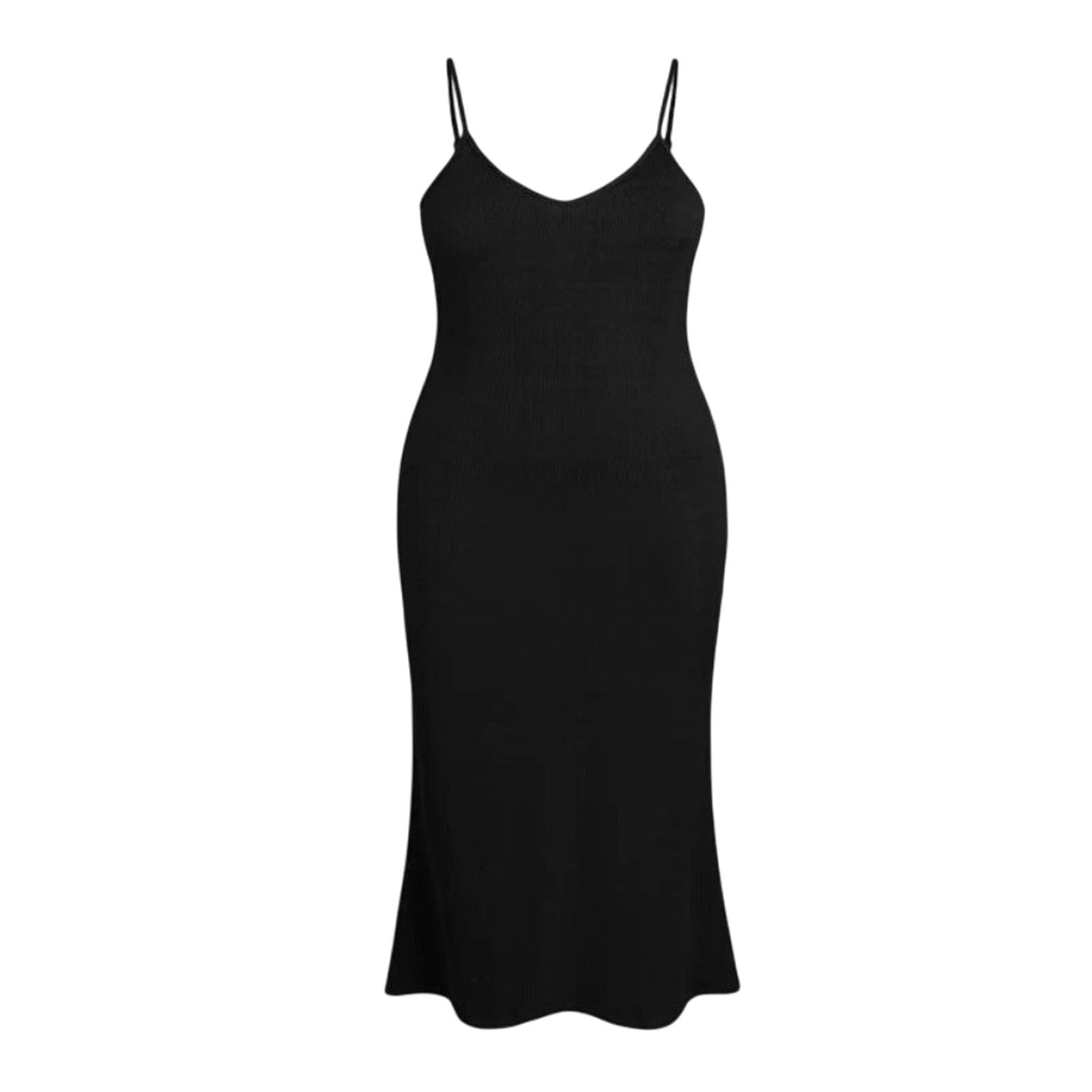 Cider Cider Solid Black Slim Fit Mid Rise V-Neck Cami Maxi Dress Size L / US 10 / IT 46 - 5 Thumbnail
