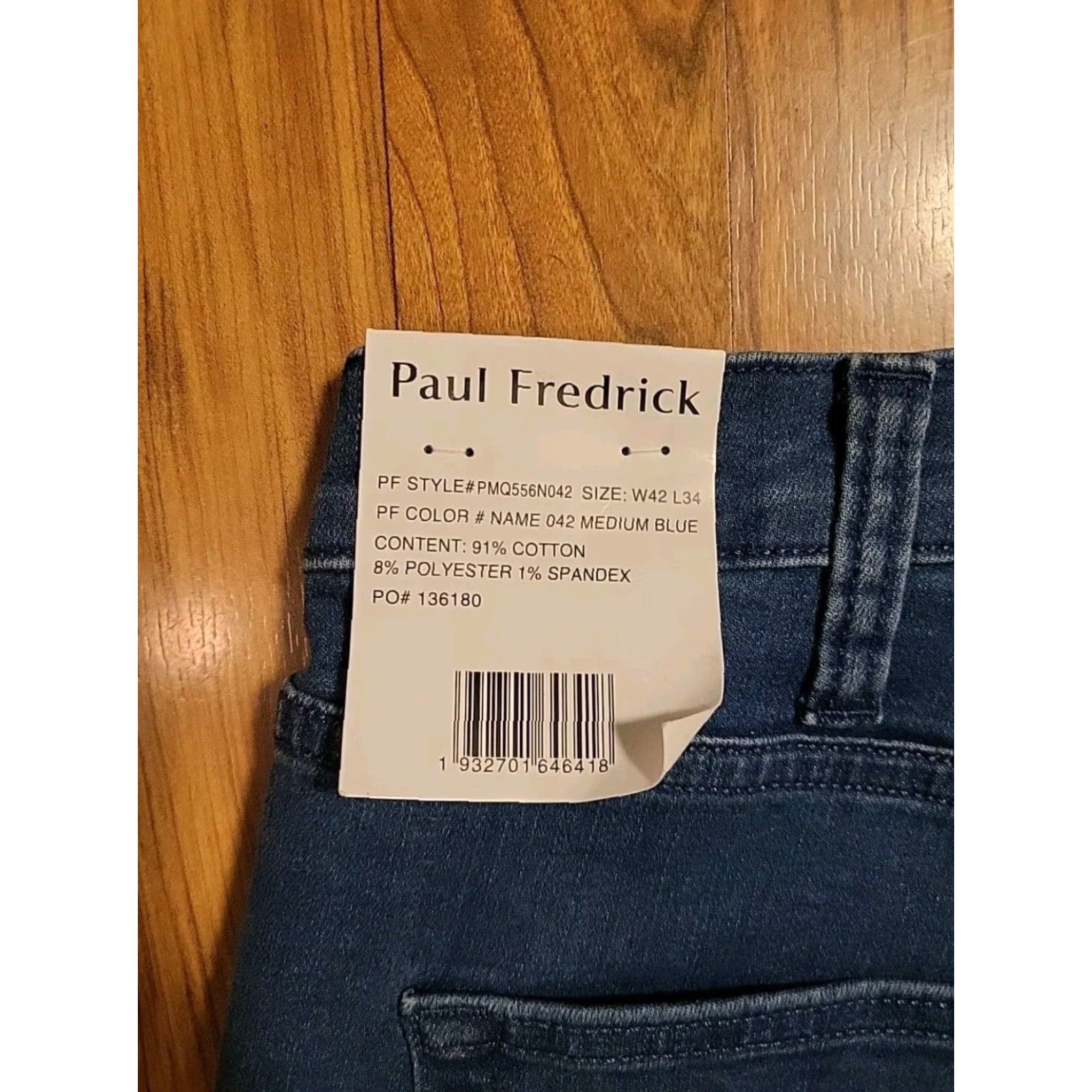 Vintage Paul Fredrick Jeans 42" X 34" Blue Cotton Blend Stretch NWT Size US 42 / EU 58 - 3 Thumbnail