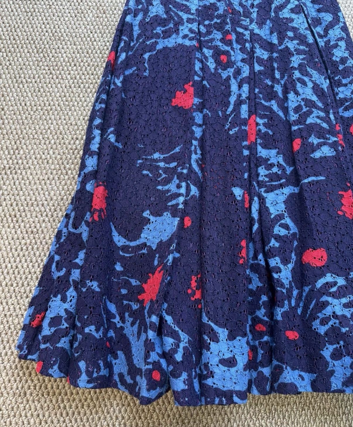Comme des Garcons COMME des GARÇONS Style Navy Blue Lace Print Midi Skirt K23 Size 25" / US 0 / IT 36 - 3 Thumbnail