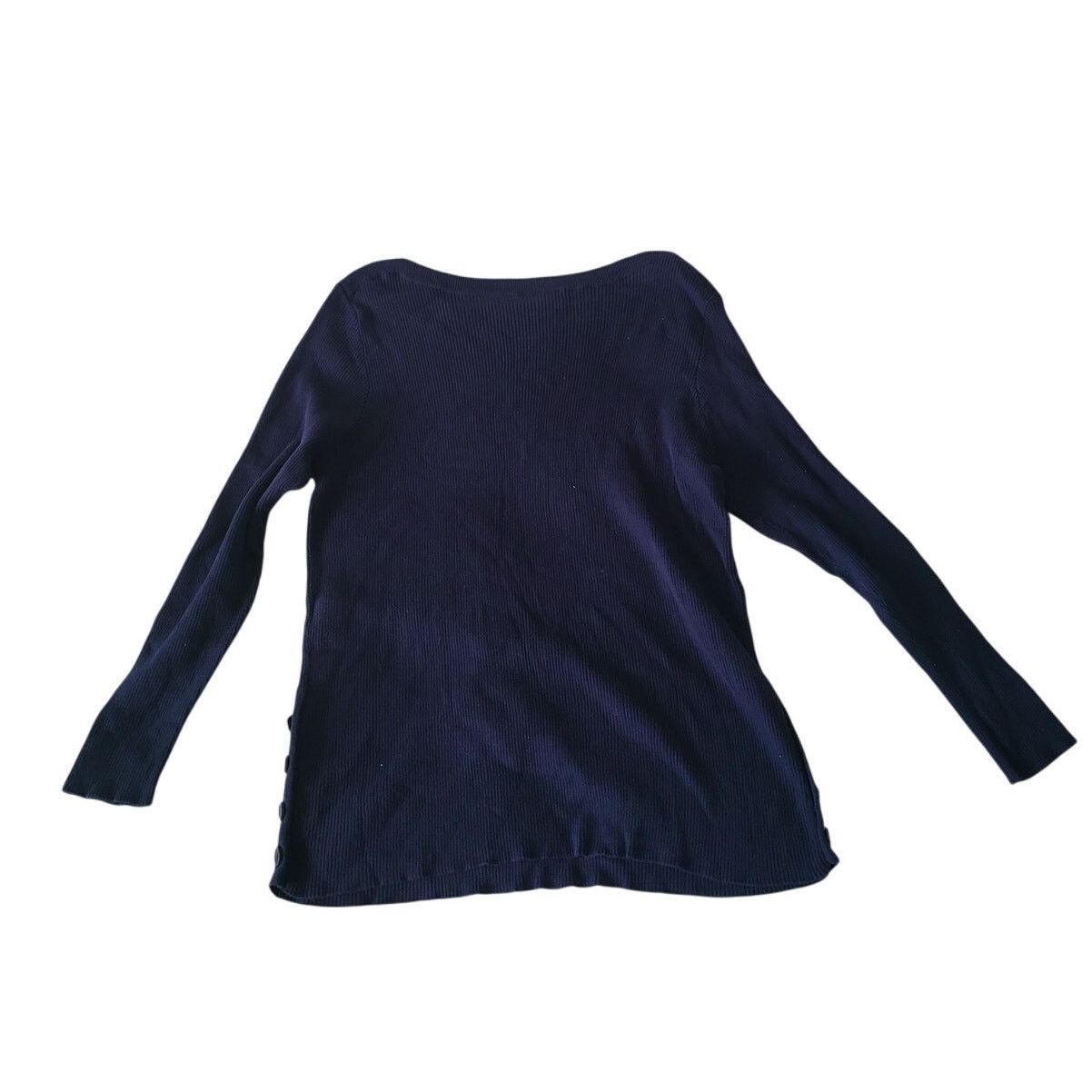 Other Lane Bryant Navy Blue Long Sleeve Ribbed Top - 18/20 Size XXL / US 16-18 / IT 52-54 - 2 Thumbnail