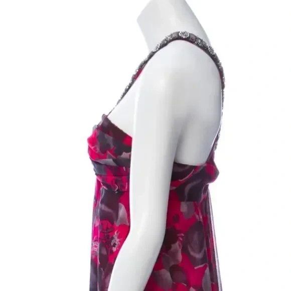 Blumarine Blumarine Pink Grey Floral Silk Dress Crystal Embellished Size M / US 6-8 / IT 42-44 - 6 Thumbnail