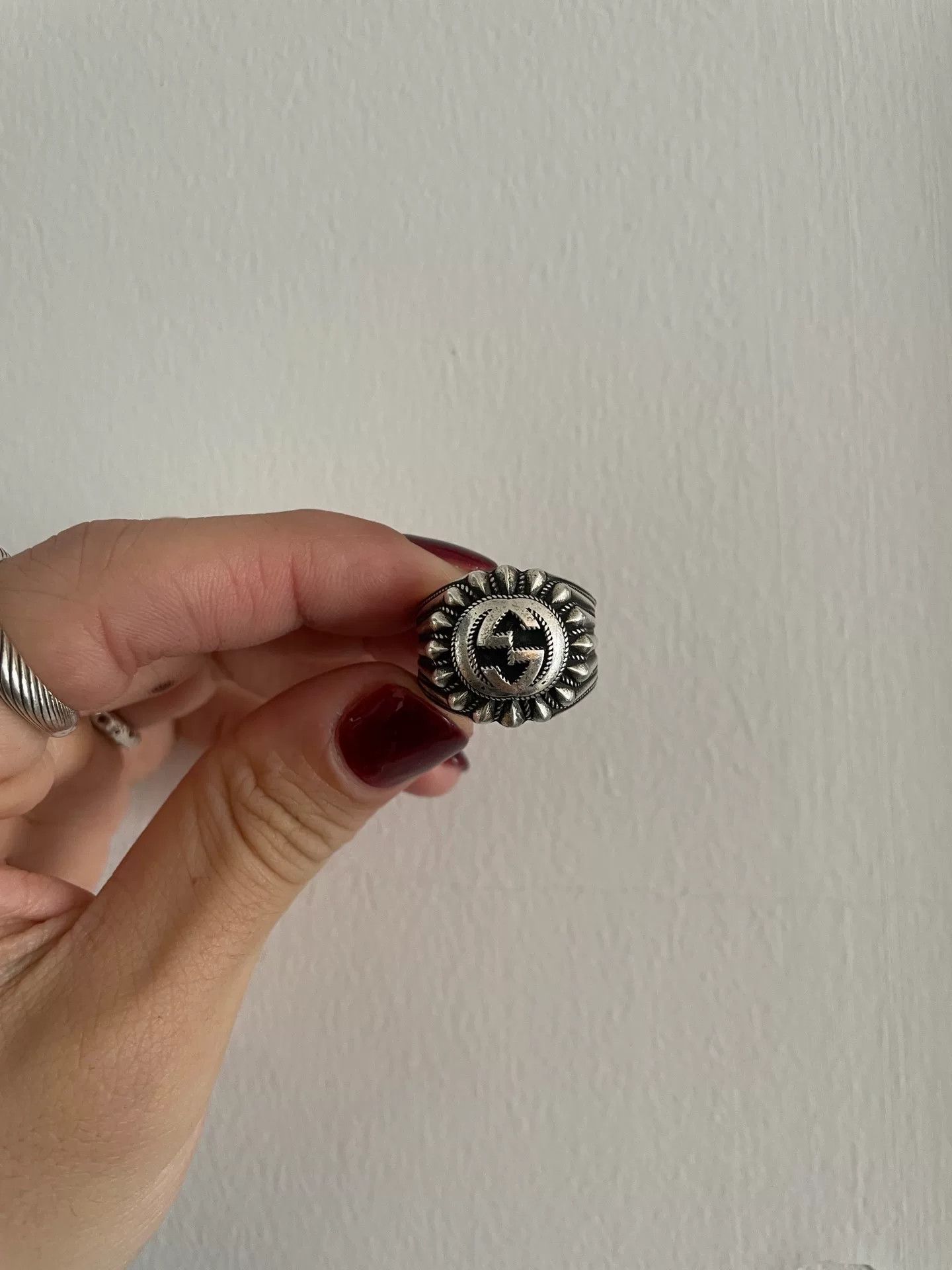 Gucci Gucci Logo Flower Silver Ring Size ONE SIZE - 1 Thumbnail