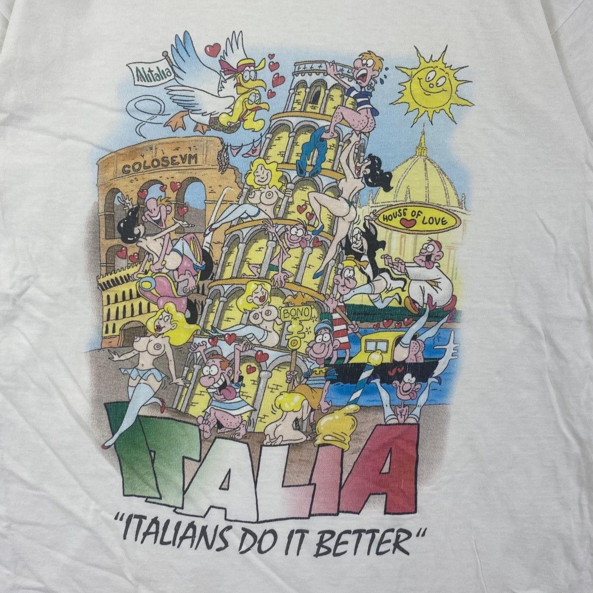 Vintage Vintage ITALIANS DO IT BETTER Big Johnson Comic Tee Shirt Size US S / EU 44-46 / 1 - 3 Thumbnail