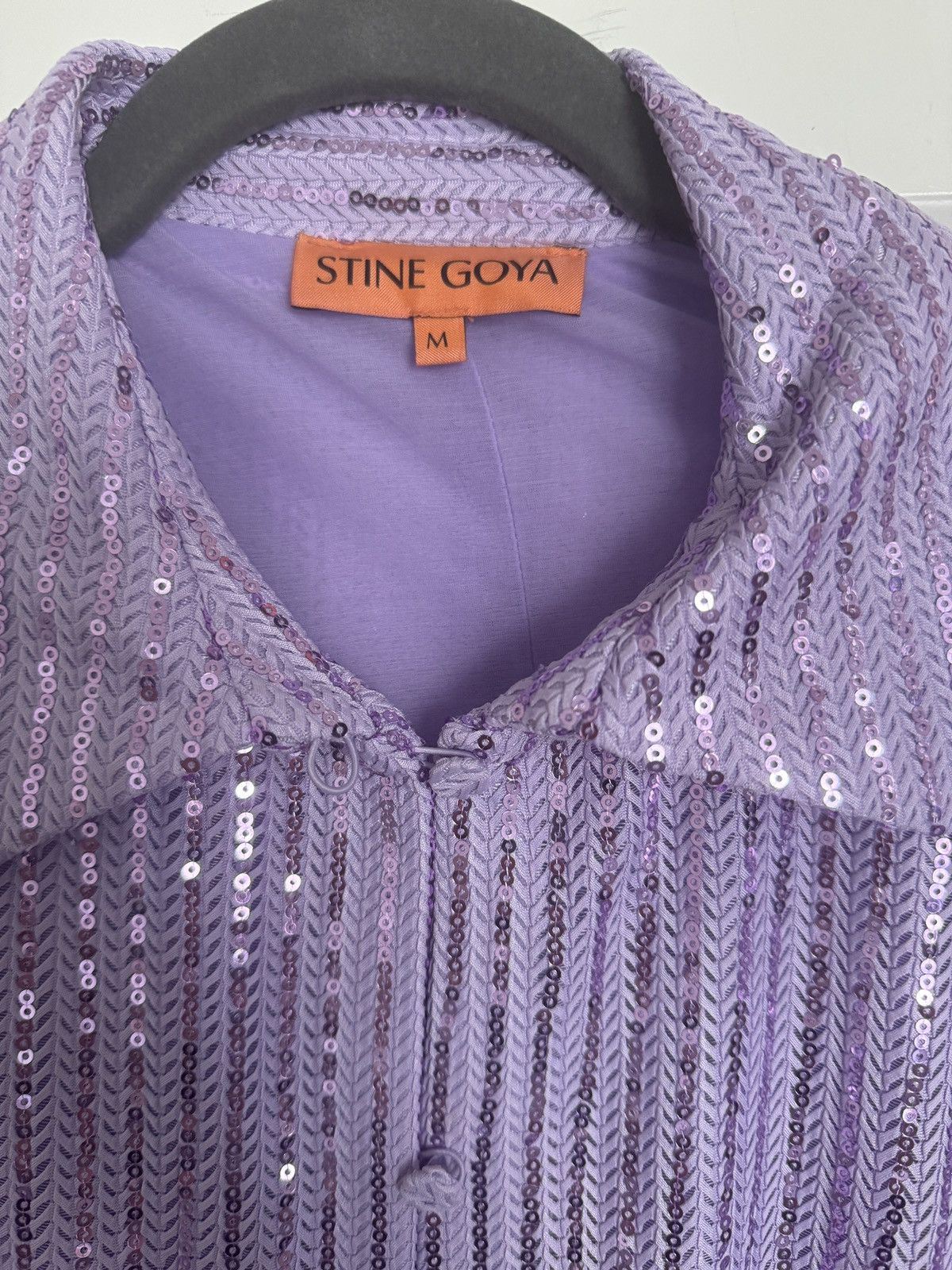 Stine Goya Stine Goya Sonja Sequin Long Sleeve Button-Up Shirtdress Size M / US 6-8 / IT 42-44 - 6 Thumbnail