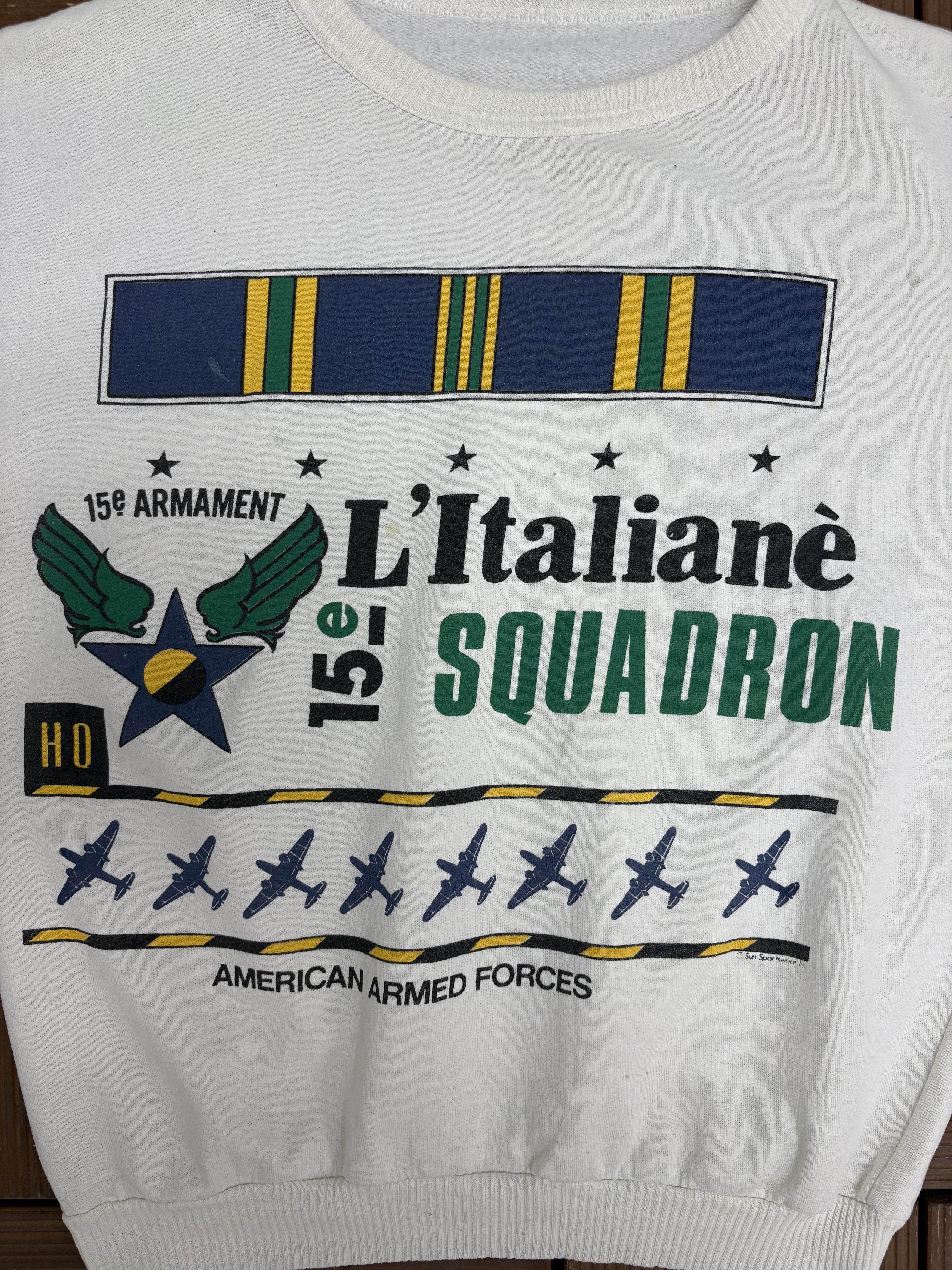 Vintage Italian Air Force 15th Wing Vintage White Crewneck Sweater Size US L / EU 52-54 / 3 - 2 Thumbnail