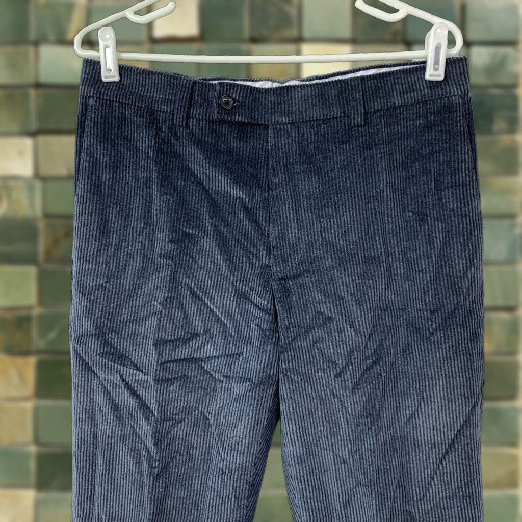 Saks Fifth Avenue Saks Fifth Avenue Men's 32R Navy Blue Corduroy Dress Pants Pleated Front Size US 32 / EU 48 - 1 Thumbnail