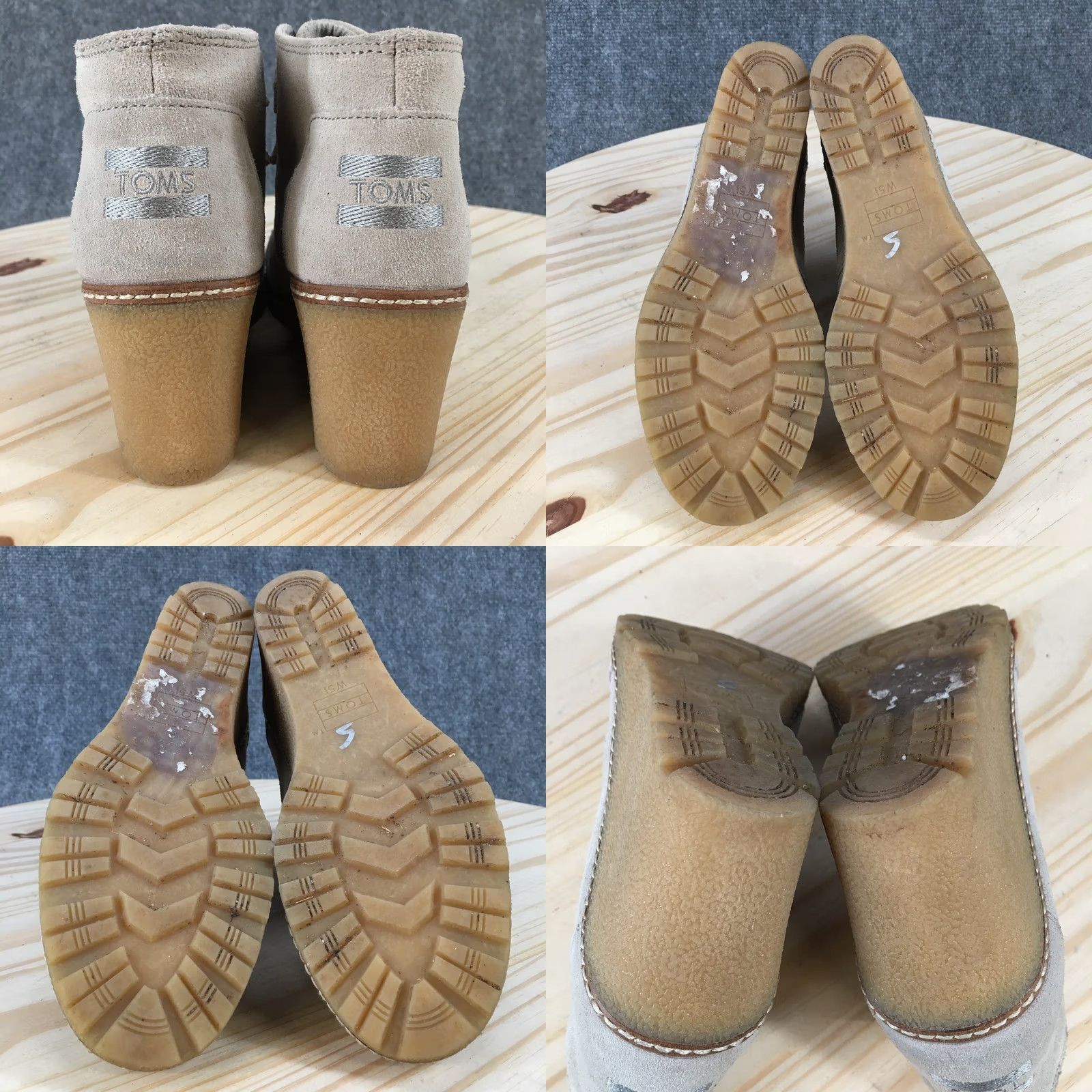 Toms TOMS Boots Womens 5.5 Desert Wedge Ankle Boot Gray Suede Leather Lace Up Casual Size US 6 / IT 36 - 9 Thumbnail
