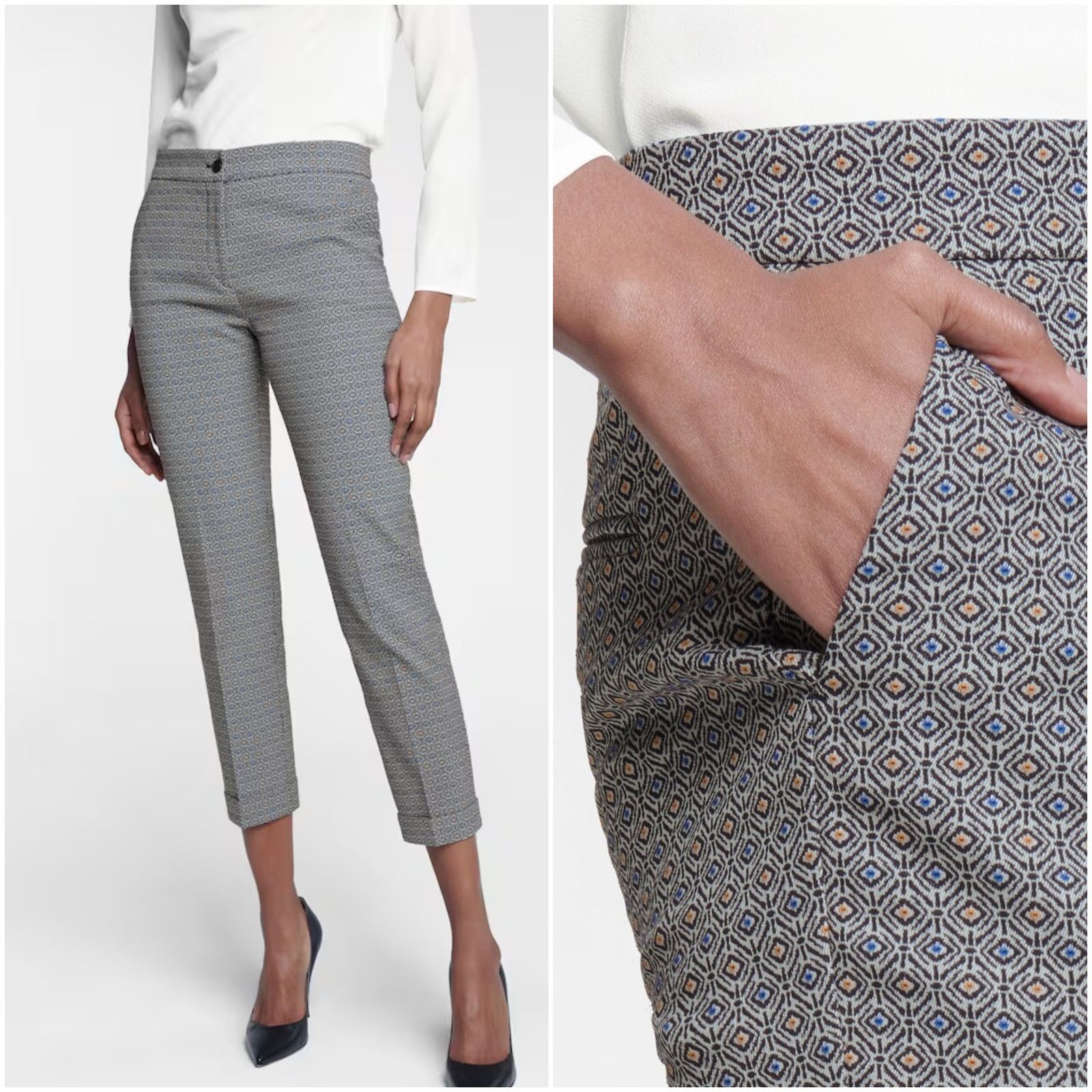 Etro ETRO Milano Women's High-Rise Printed Slim Pants size 44 32w Size 30" / US 8 / IT 44 - 1 Thumbnail