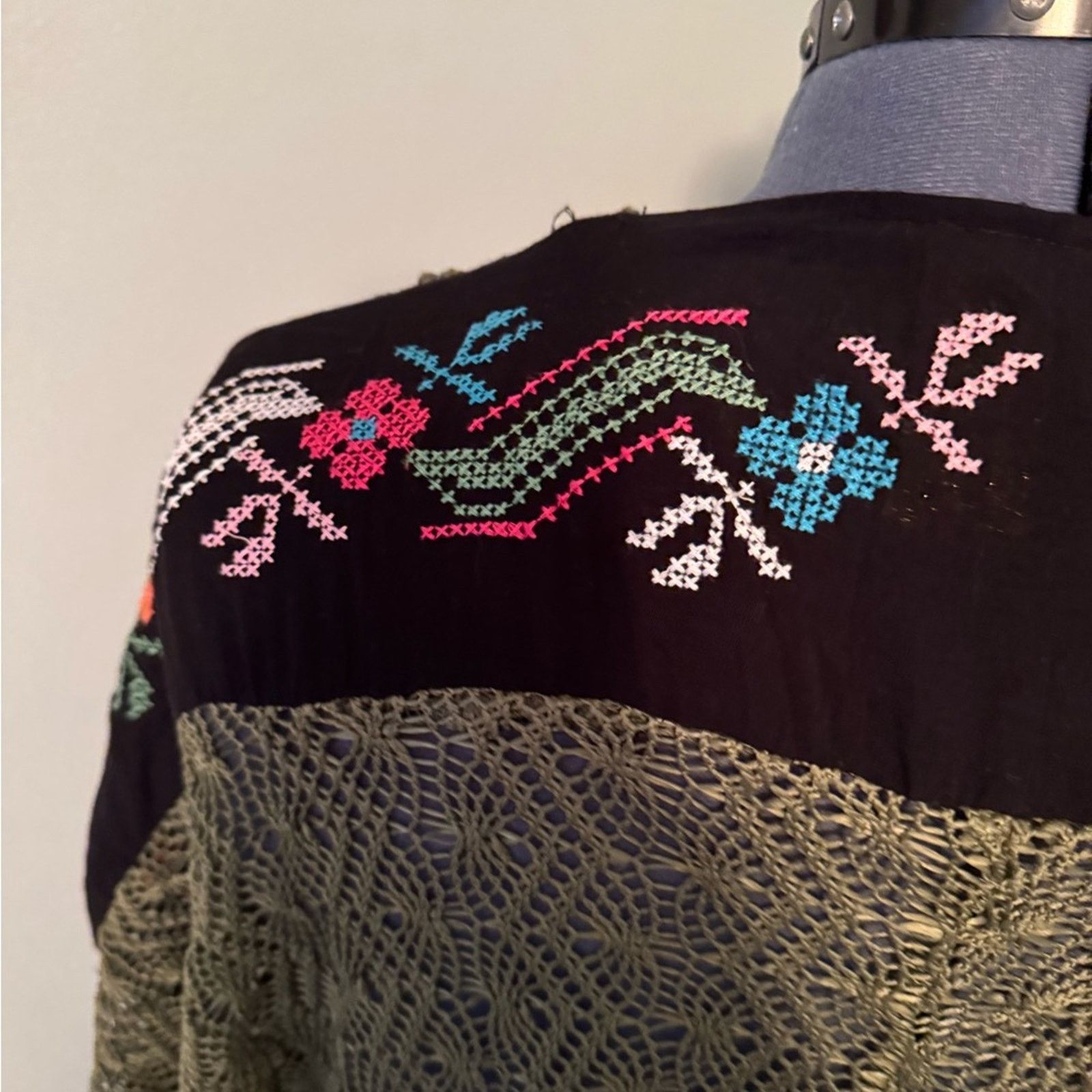 Other Missy Robertson Green Knit Shrug with Embroidery Sz S Size S / US 4 / IT 40 - 5 Thumbnail