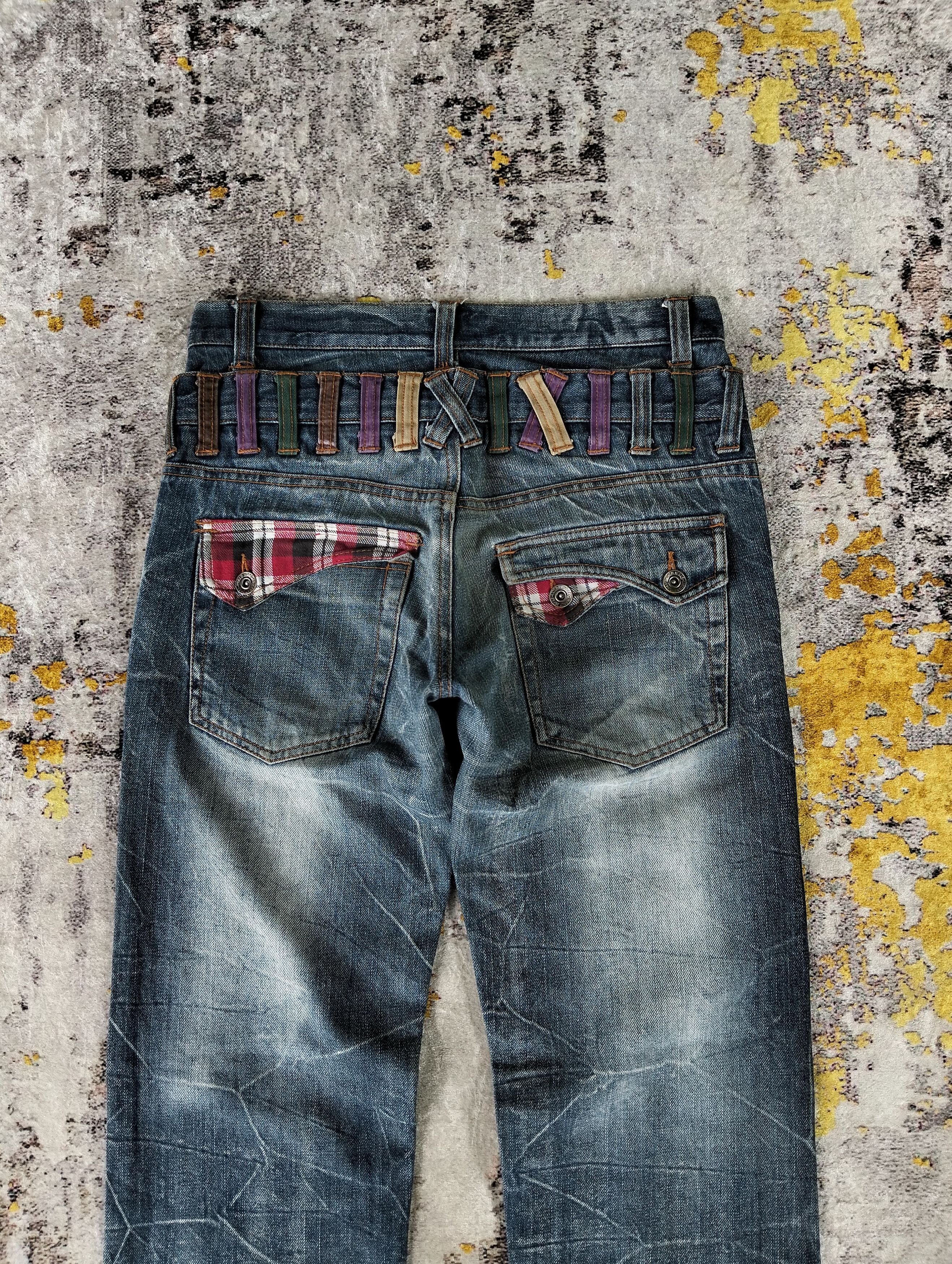 PPFM Japanese Y2K Nylaus Double Waist Claw Mark Stone Wash Jeans Size US 30 / EU 46 - 8 Thumbnail