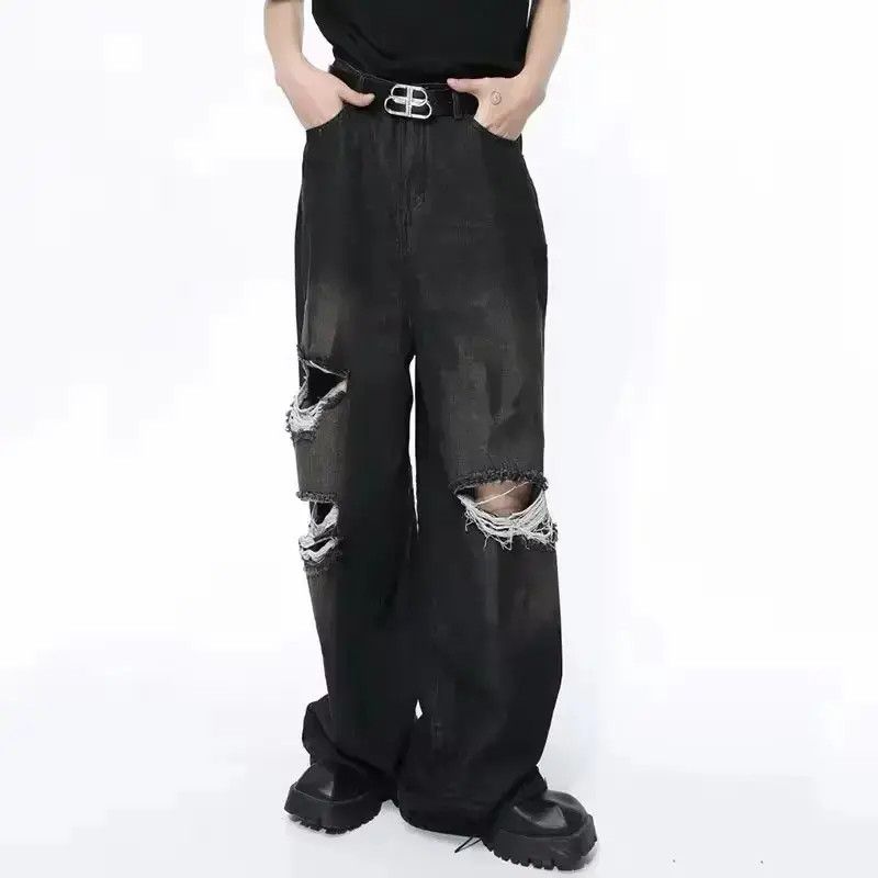 Japanese Brand Straight Vintage Loose Hole Jeans Pants y2k Size US 30 / EU 46 - 2 Thumbnail