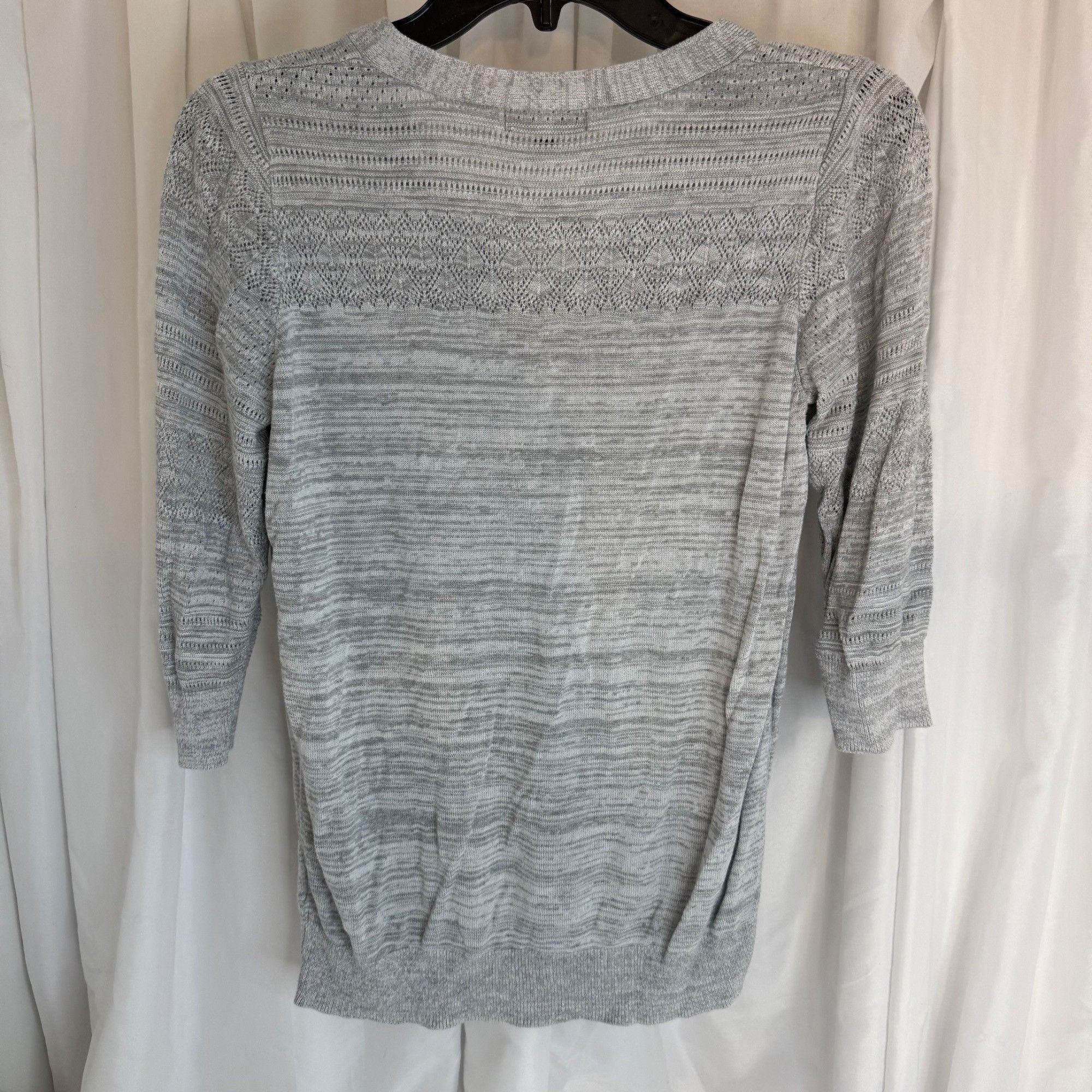 Other Lety & Me Gray V-Neck 3/4 Sleeve Knit Top Medium Womens Casu Size M / US 6-8 / IT 42-44 - 2 Thumbnail
