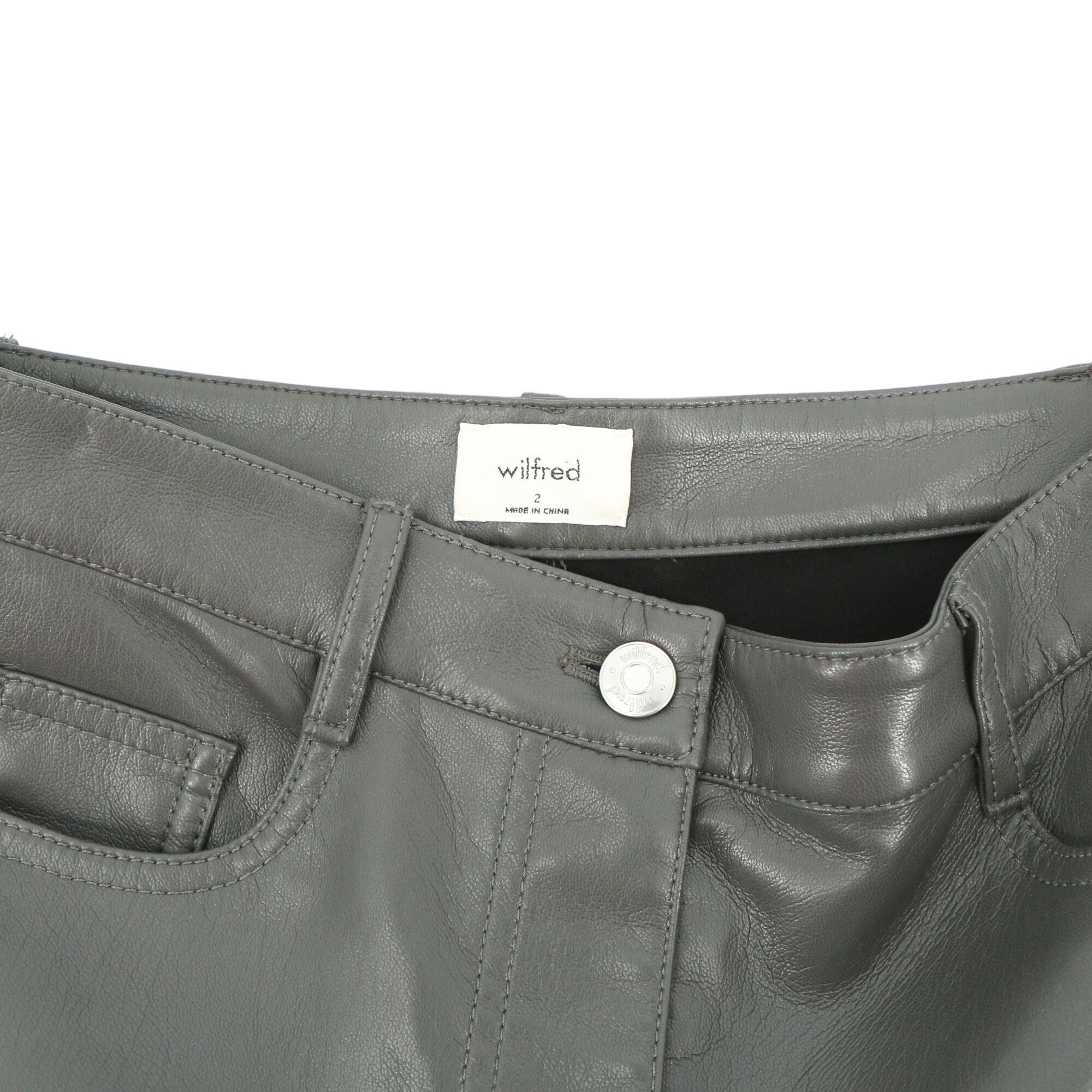 Other Aritzia Wilfred Melina High Waisted Vegan Leather Gray Pants Size 26" / US 2 / IT 38 - 5 Thumbnail