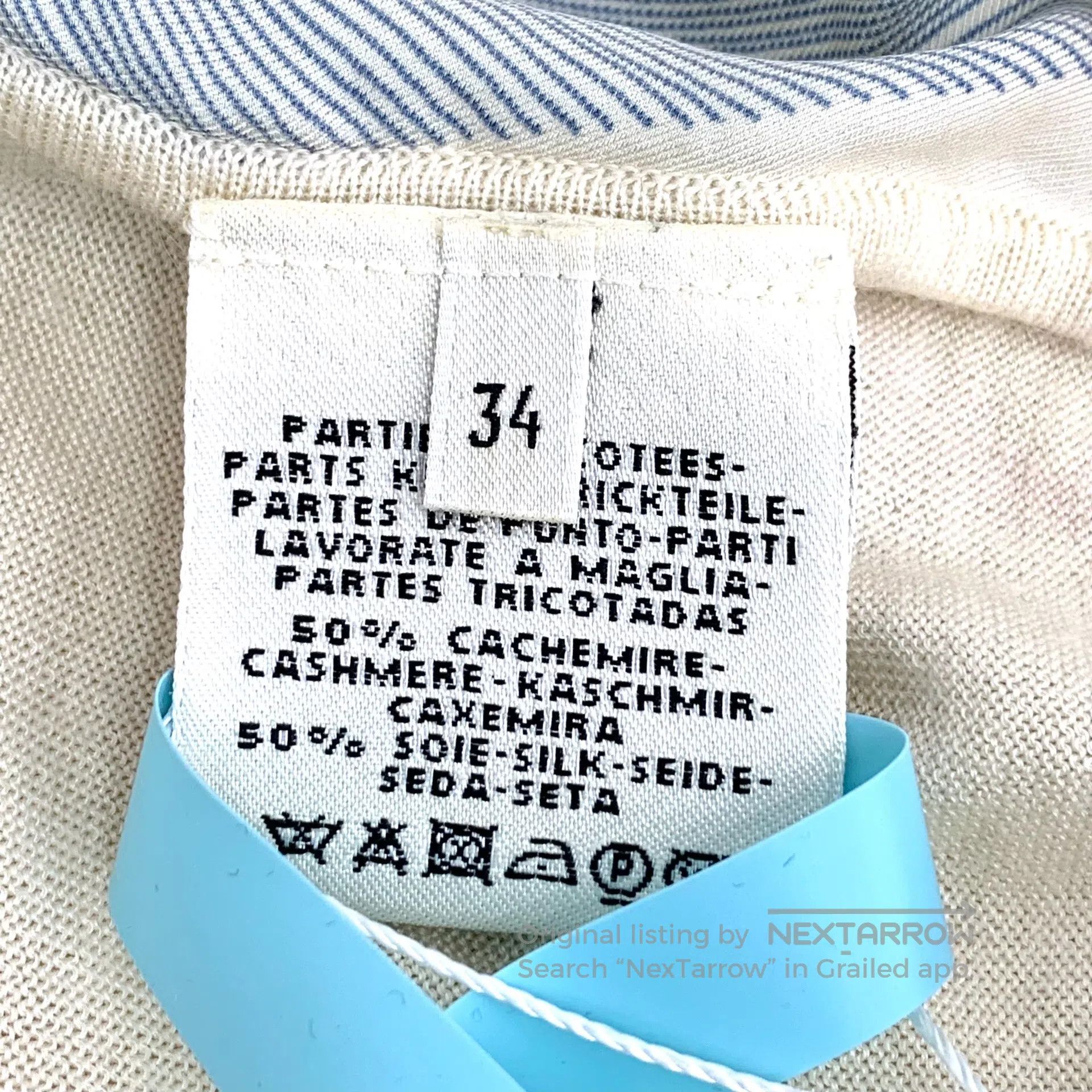 Hermes Hermes Beige mulberry silk rope pattern print cashmere cre Size XXS / US 00 / IT 34 - 6 Thumbnail