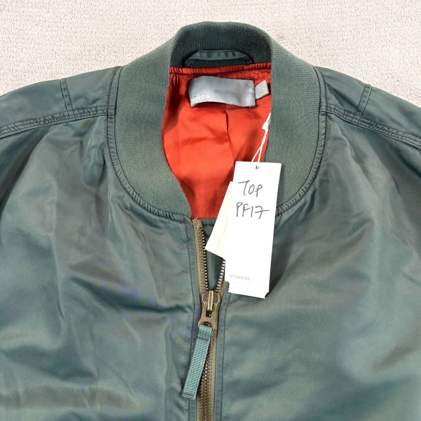 Vince Vince LongLine Aviator Bomber Jacket Men Large Green Full Zip Lined NWT Satin Polyamide Casual Fall Winter Spring Bomber Women’s? Size US L / EU 52-54 / 3 - 3 Thumbnail