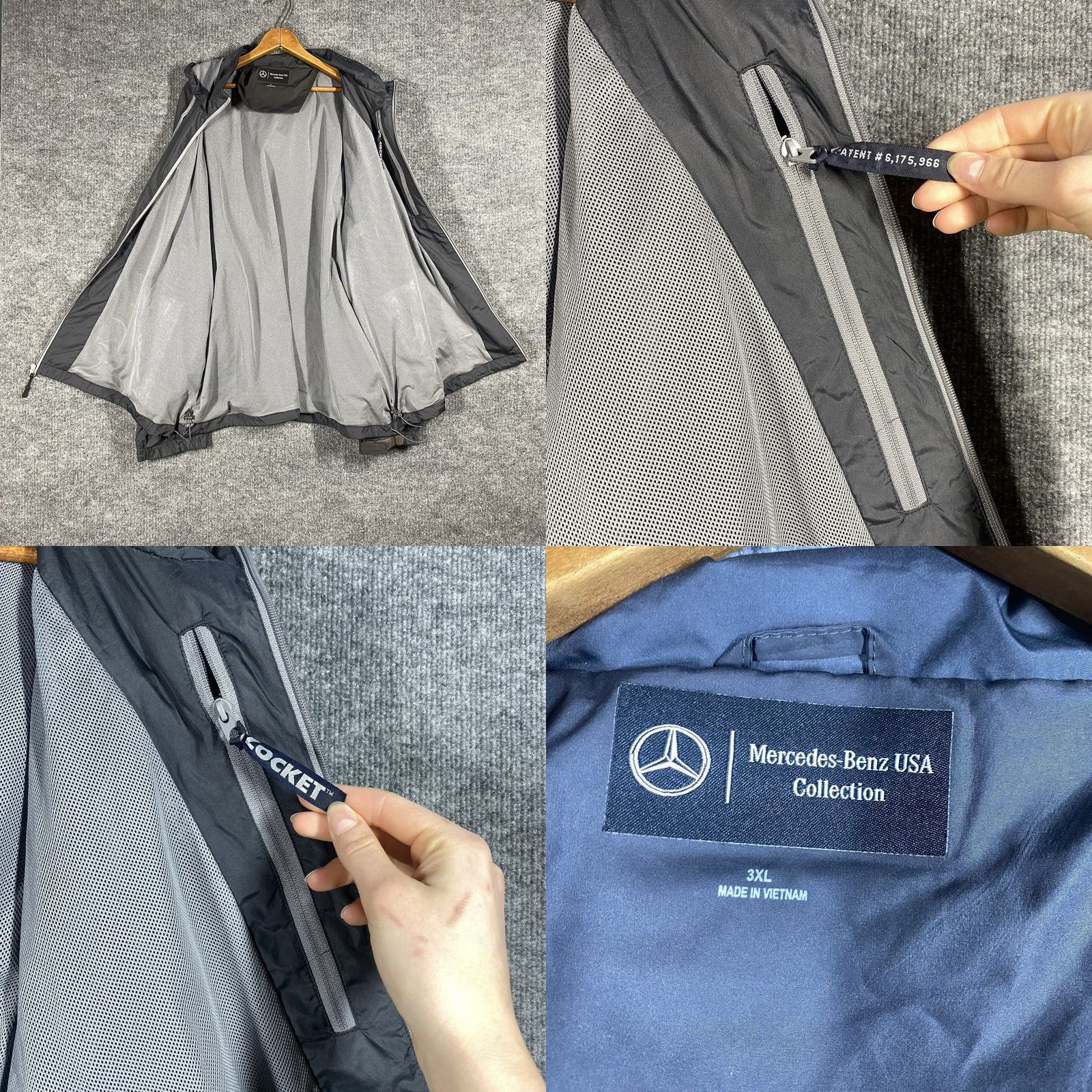 Mercedes-Benz AMG Mercedes-Benz USA Collection Windbreaker Jacket Mens 3XL Hooded Zip Gray Mercedes-Benz Windbreaker 3XL Mens Hoodie Jacket USA Theme Size US XXL / EU 58 / 5 - 9 Thumbnail