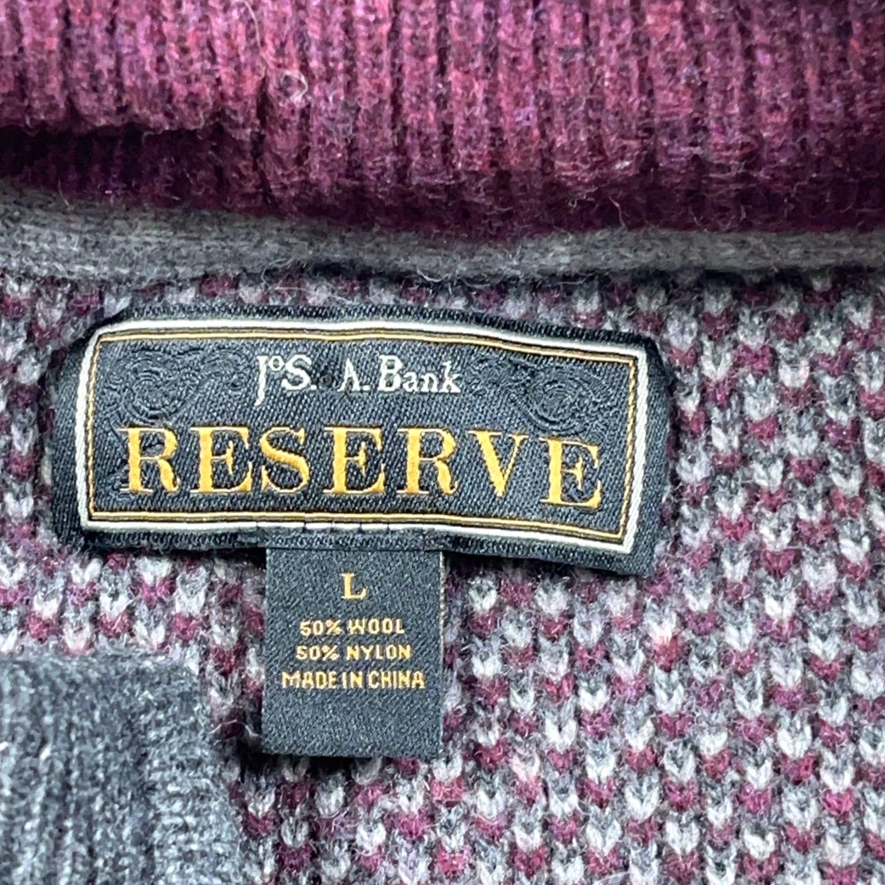 Jos. A. Bank Jos A Bank Sweater Mens Large Gray Maroon Wool Blend Full Zip Size US L / EU 52-54 / 3 - 2 Thumbnail