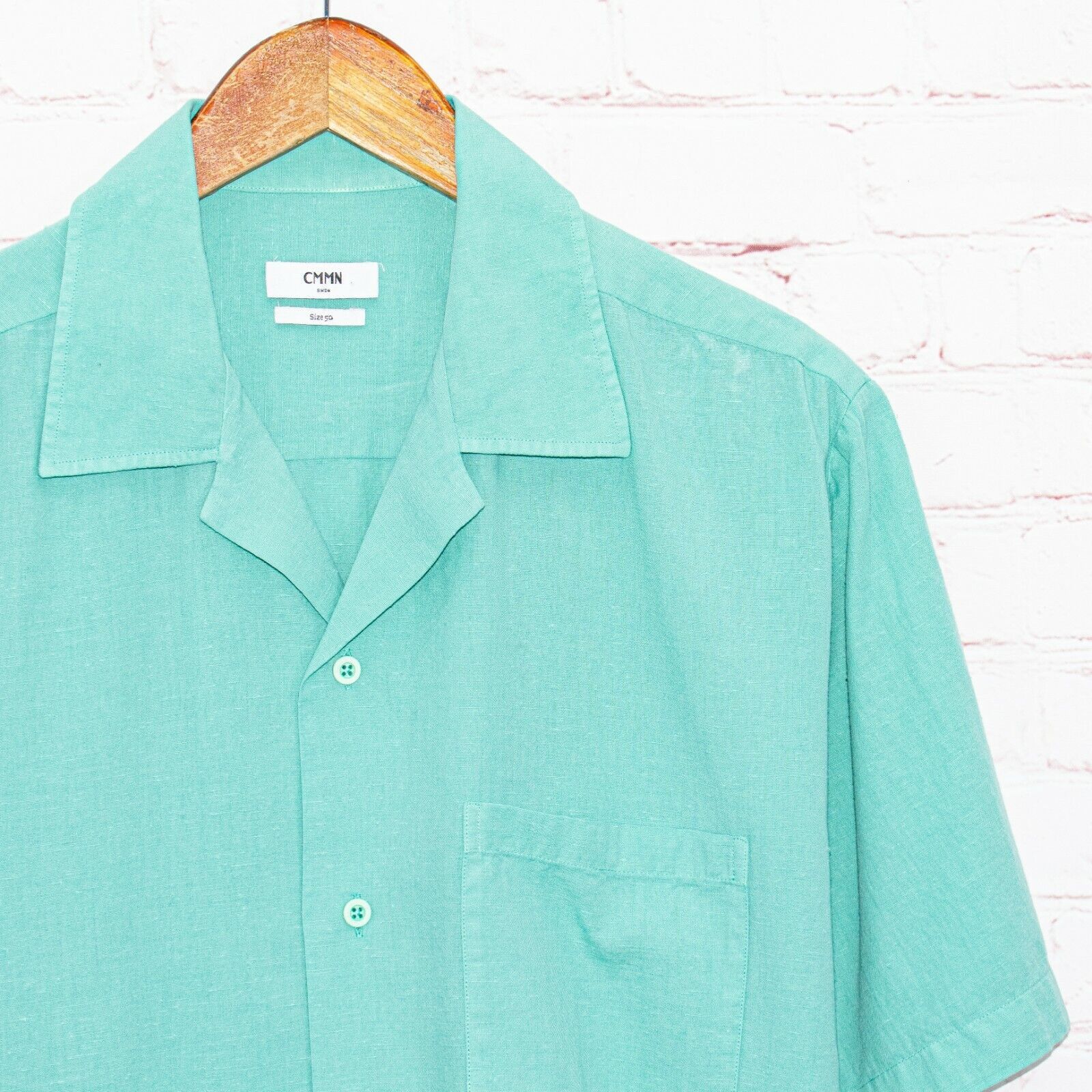 CMMN SWDN CMMN SWDN Men's Short Sleeve Button up Camp Shirt Turquoise Size US L / EU 52-54 / 3 - 2 Thumbnail