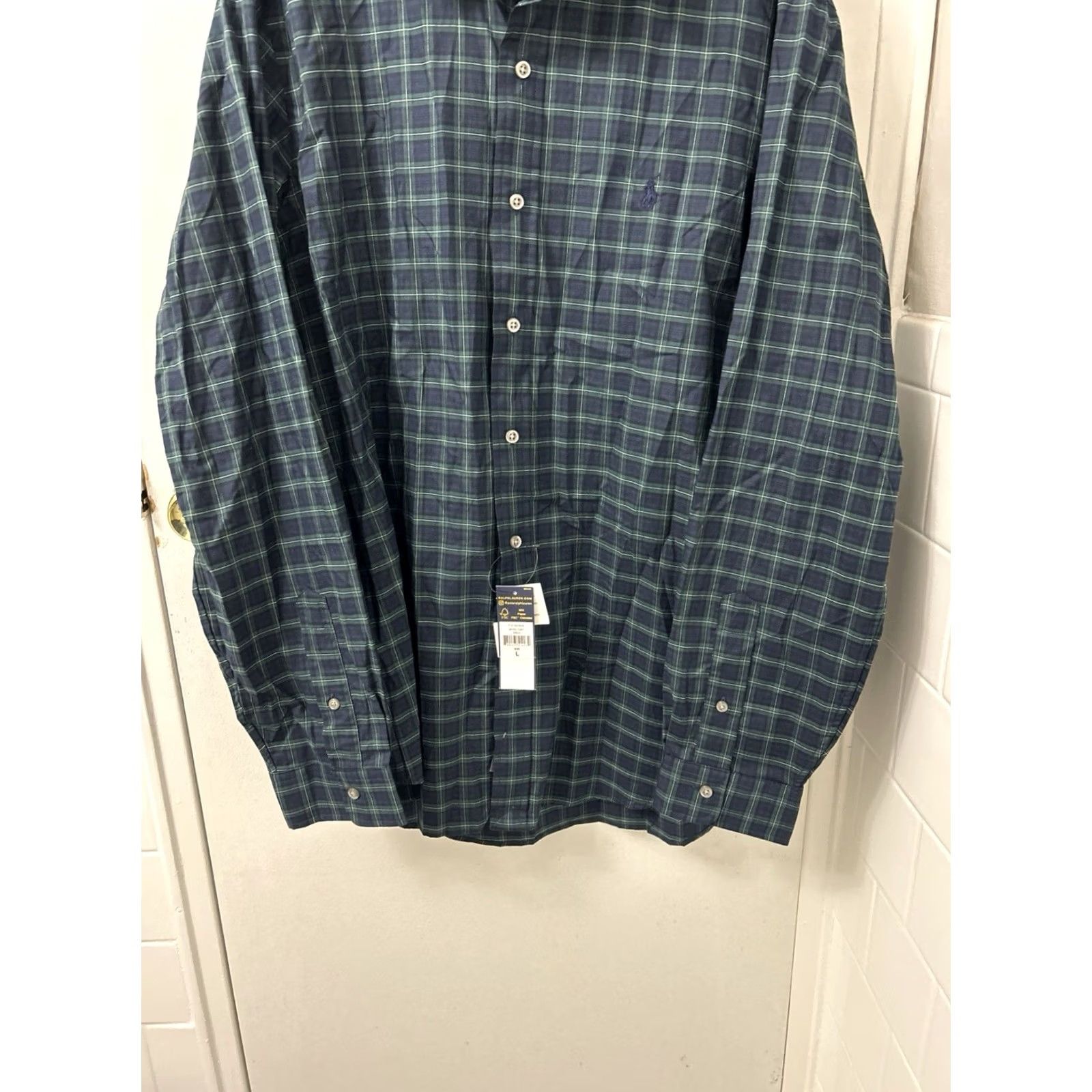 Ralph Lauren Ralph Lauren Shirt Mens Large Green Navy Plaid Button-Down Long Sleeve NWT Size US L / EU 52-54 / 3 - 3 Thumbnail