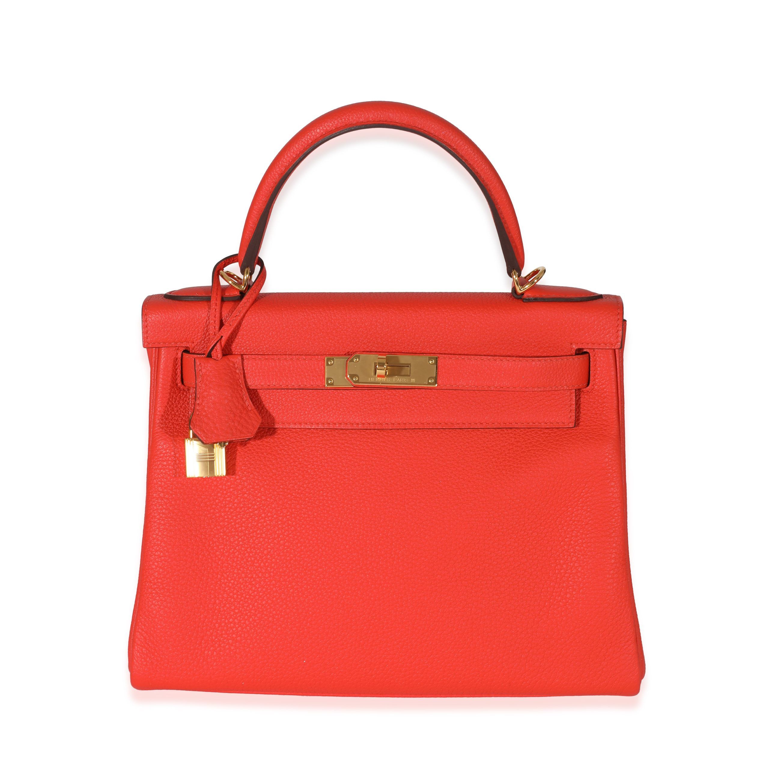 image of Hermes Togo Capucines Kelly 28 Ghw in Red, Women's