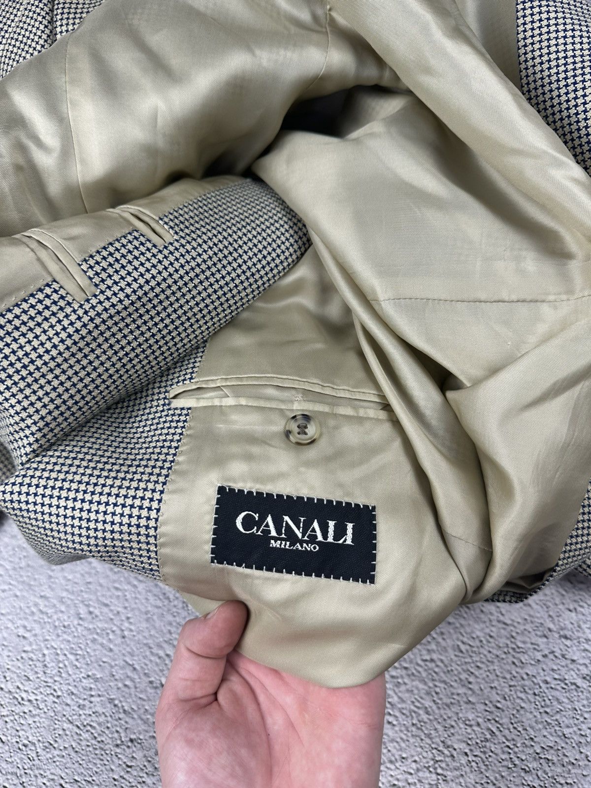 Canali × Vintage Canali Milano Vintage Check Wool-Silk Blazer Old Money Style Size 54R - 10 Thumbnail