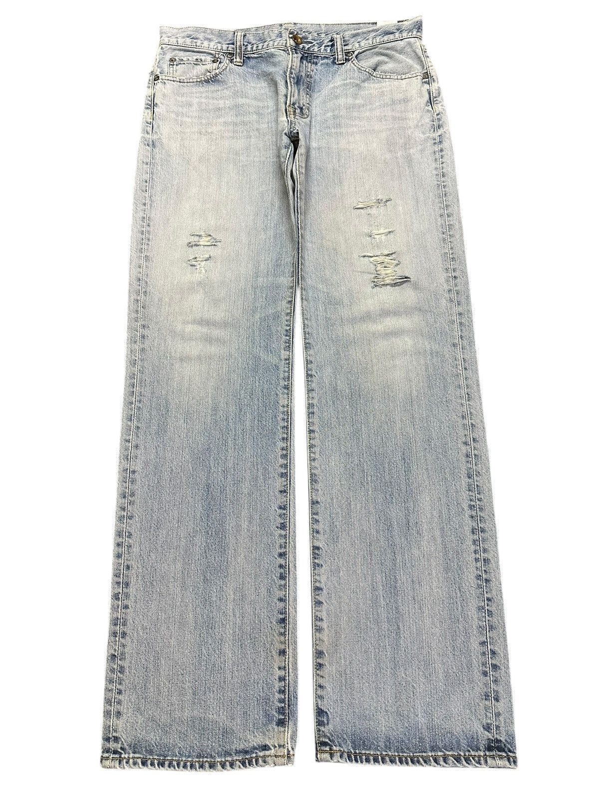 Uniqlo Vintage Japanese Uniqlo Light Blue Wash Faded Distress Baggy Size US 35 - 1 Thumbnail