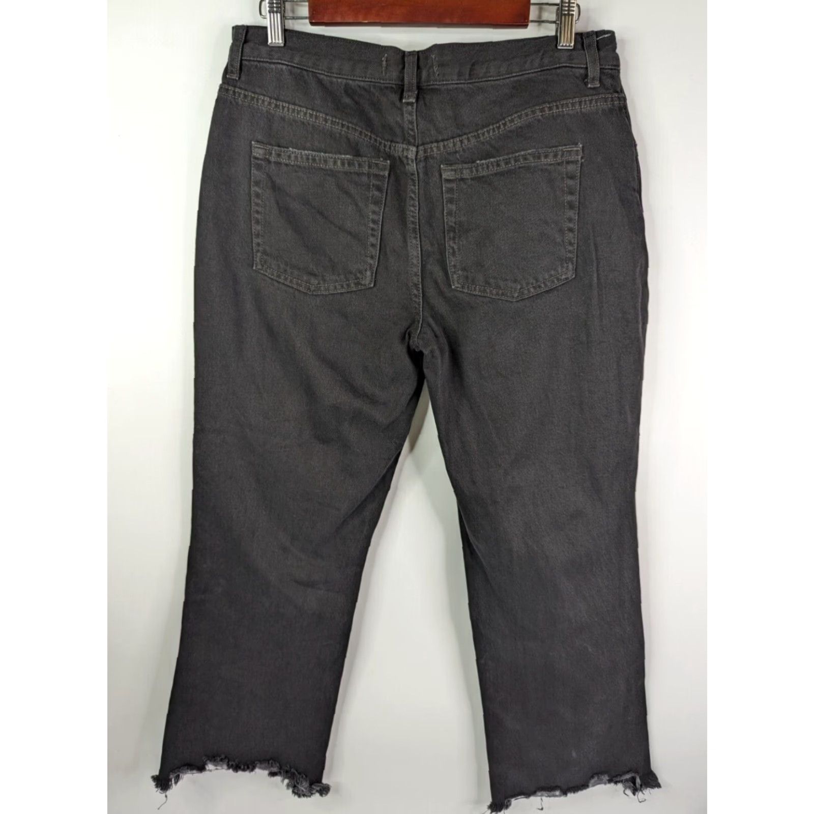 Free People Free People Jeans Maggie Mid Rise Straight Leg 30 Distressed Button Fly 90s Y2K Jeans Black Gray 100% Cotton Denim Women Vintage No Size 30" / US 8 / IT 44 - 6 Thumbnail