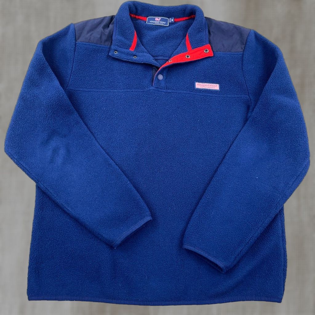 Vineyard Vines Vineyard Vines Sweater Men Medium Blue Pullover Fleece Snap T Sweatshirt Jacket Size US M / EU 48-50 / 2 - 1 Thumbnail