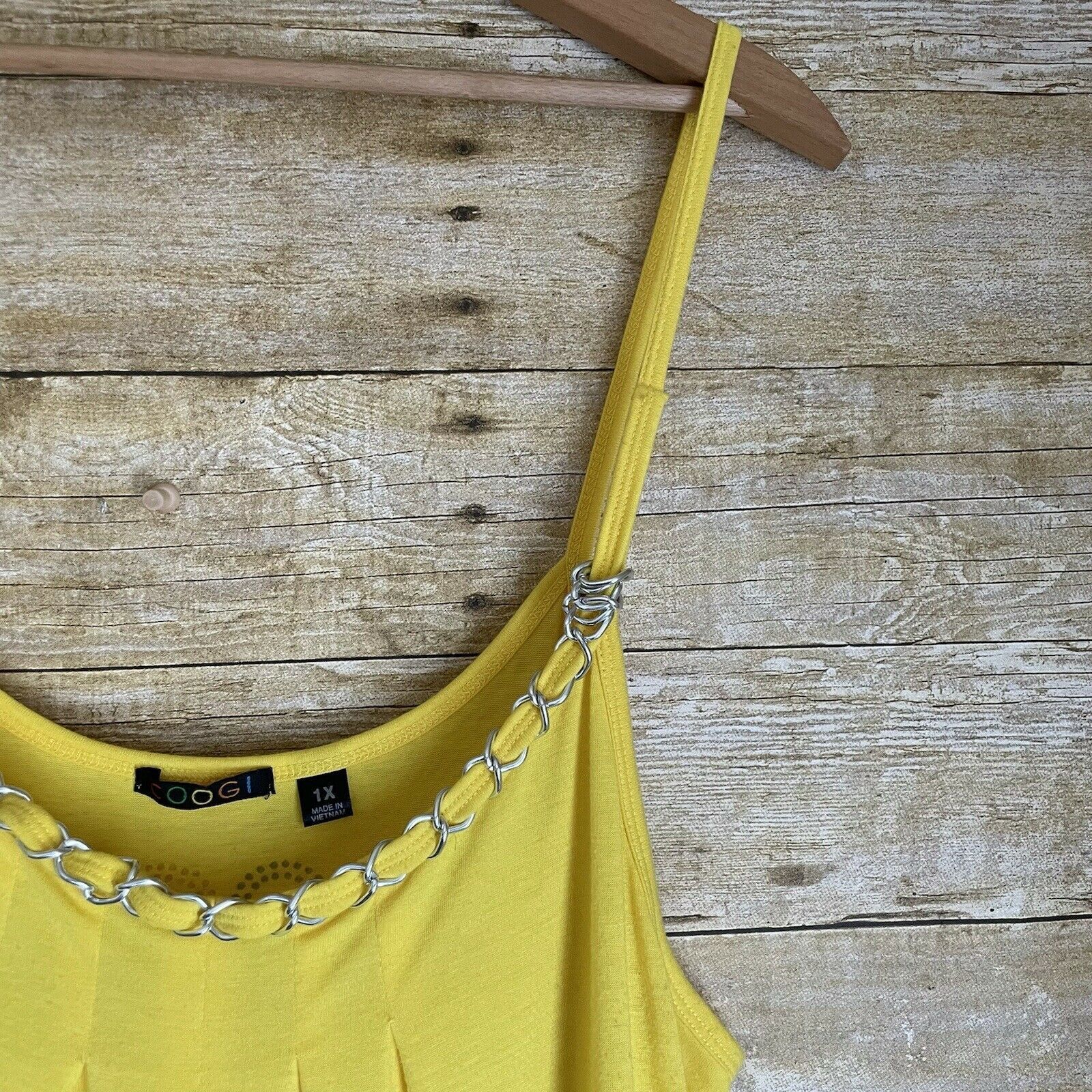 Coogi Coogi Bright Yellow Sundress Ruffle & Chain Accent - Size 1X Size XL / US 12-14 / IT 48-50 - 9 Thumbnail