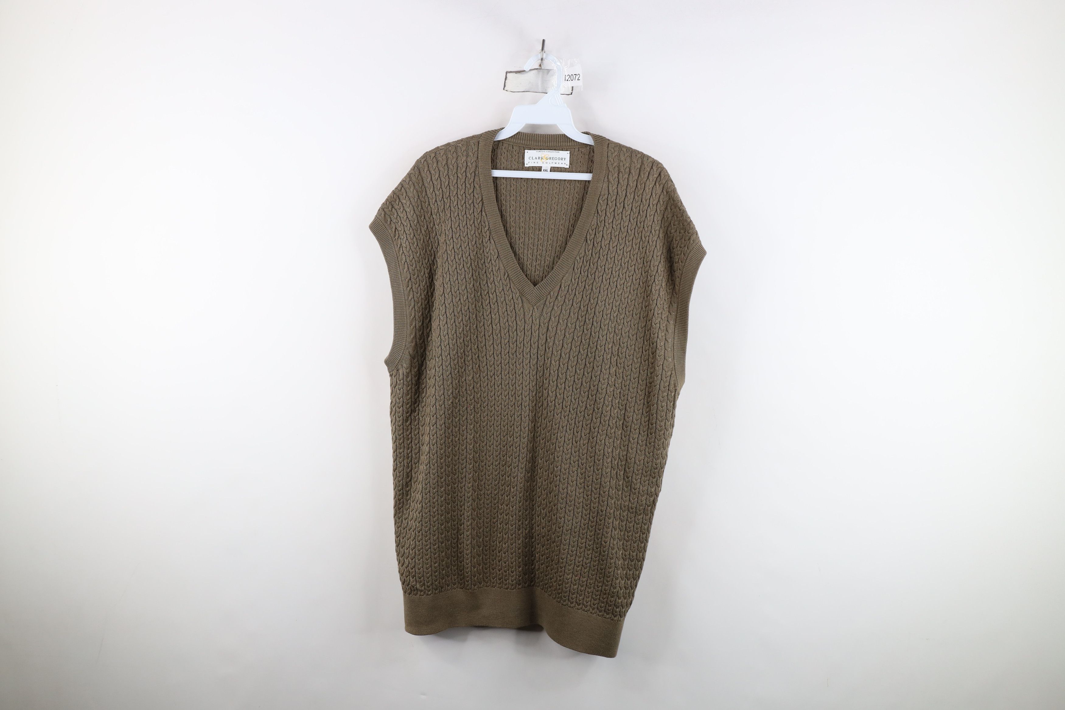 Vintage Vintage 90s Streetwear Cable Knit Sweater Vest Brown USA Size US XXL / EU 58 / 5 - 1 Thumbnail