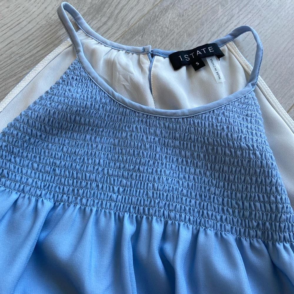 Designer 1 State Blue Classic Cute Blouse Tank Top Shirt Size S / US 4 / IT 40 - 2 Thumbnail