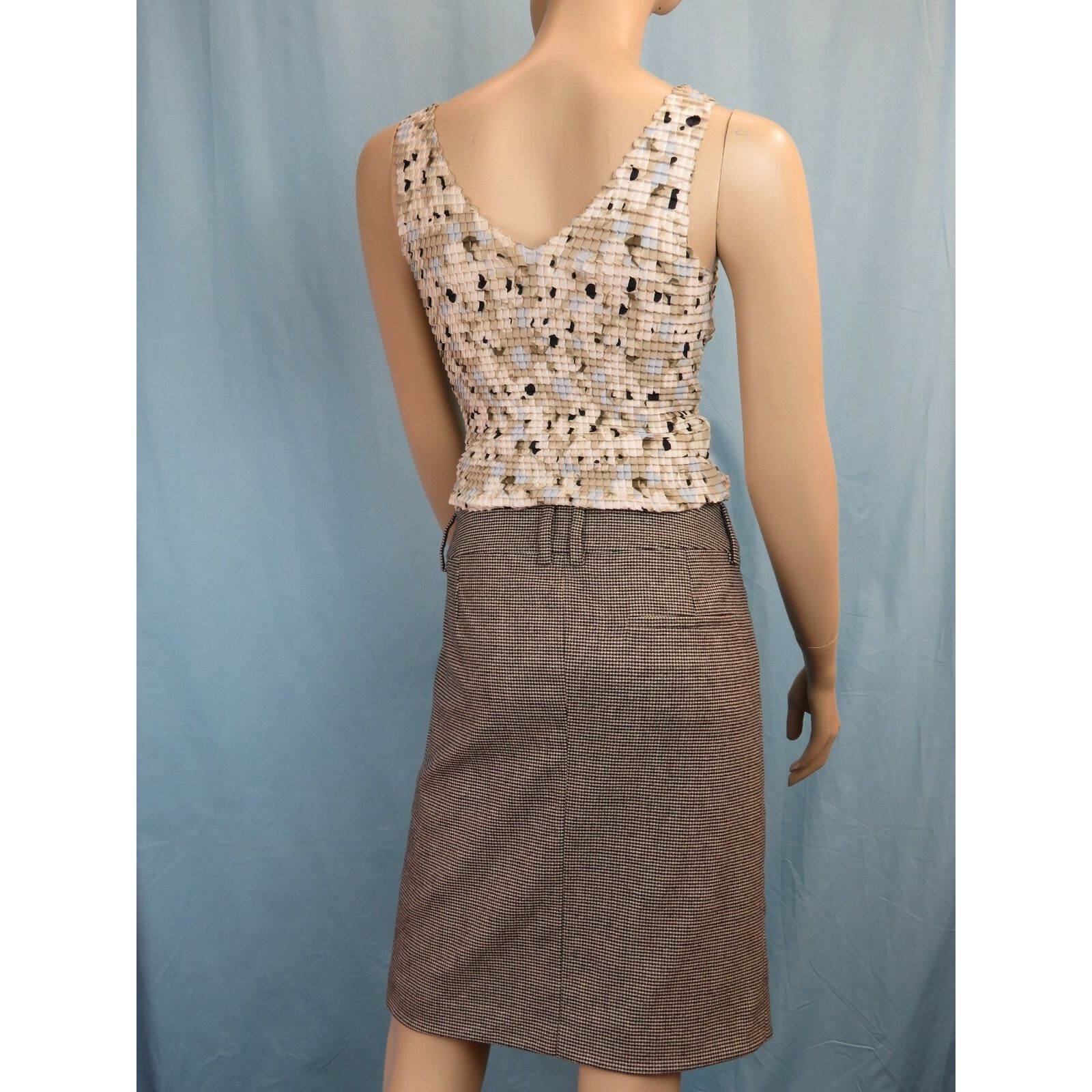 Gucci GUCCI 221815 BLACK WOOL GRAY HORSE BIT BUCKLE ZIP SKIRT 44 Size 30" / US 8 / IT 44 - 9 Thumbnail