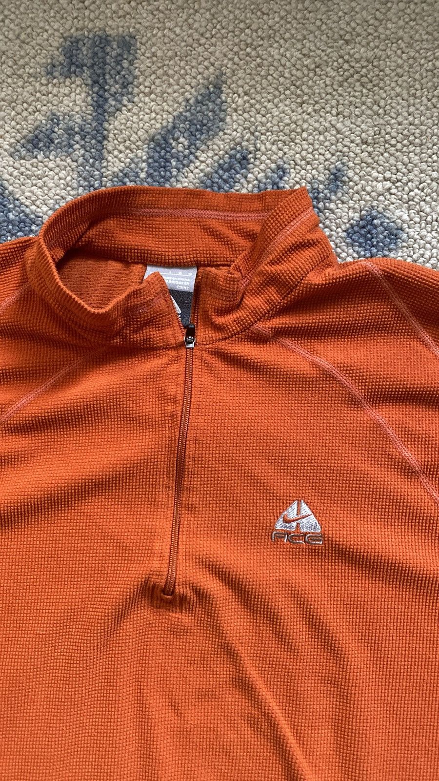 Nike ACG Vtg Nike ACG Waffle Knit Thermal Pullover 1/4 Zip Orange L Size US L / EU 52-54 / 3 - 2 Thumbnail