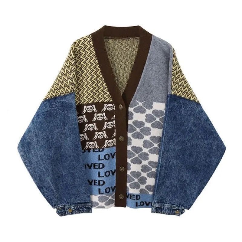 Japanese Brand Vintage Patchwork Knitted Cardigan Size US M / EU 48-50 / 2 - 1 Thumbnail