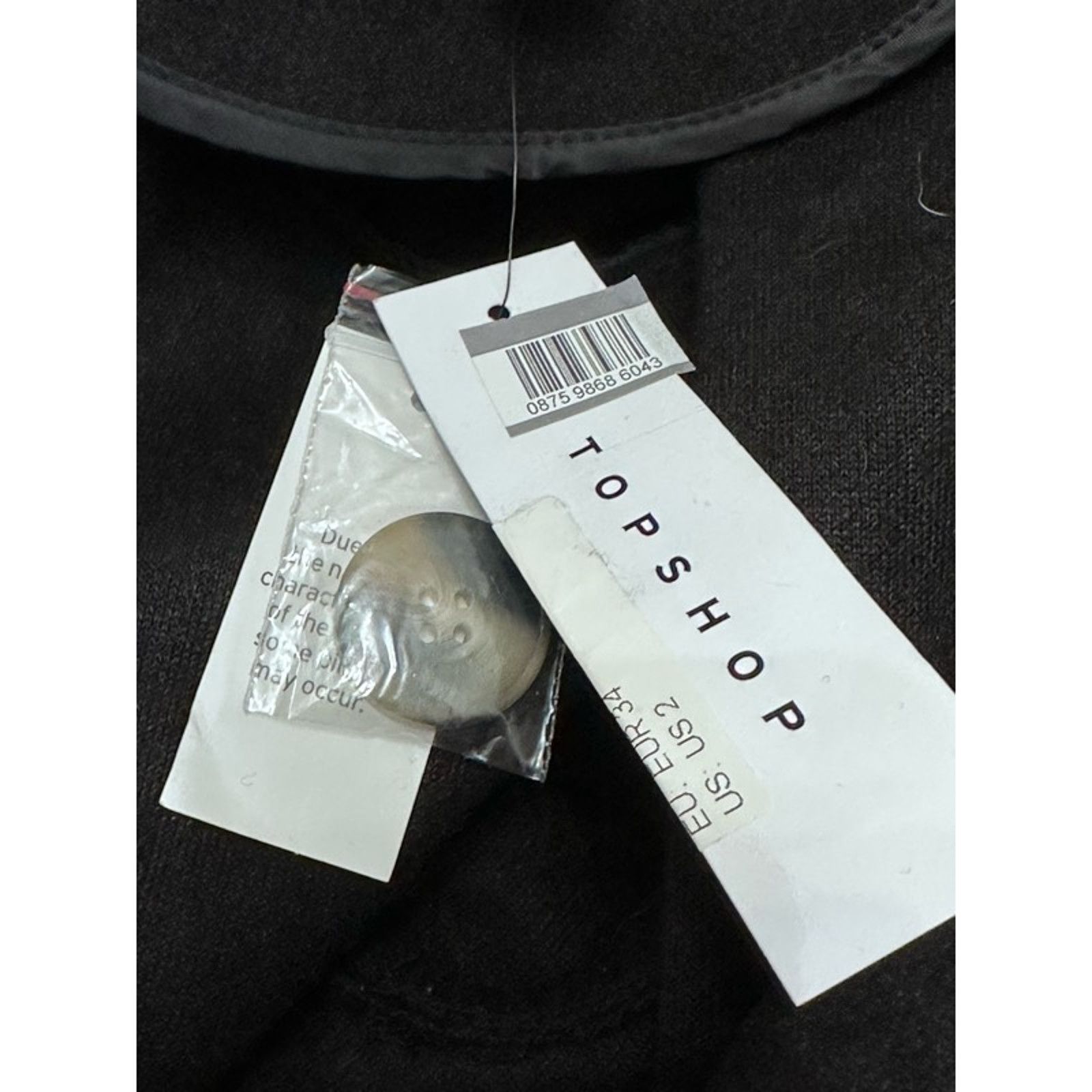 Topshop Topshop Midi Pea Coat Double Notched Lapel Black Women's 2 Size XS / US 0-2 / IT 36-38 - 7 Thumbnail