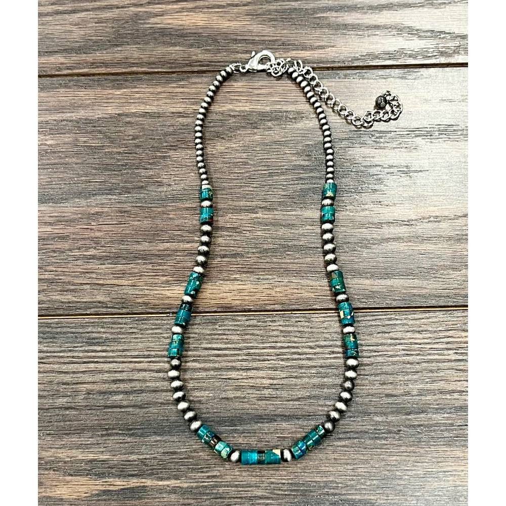 Other Handmade Gemstone Necklace with Rondelle and Navajo Beads 18 Size ONE SIZE - 1 Thumbnail