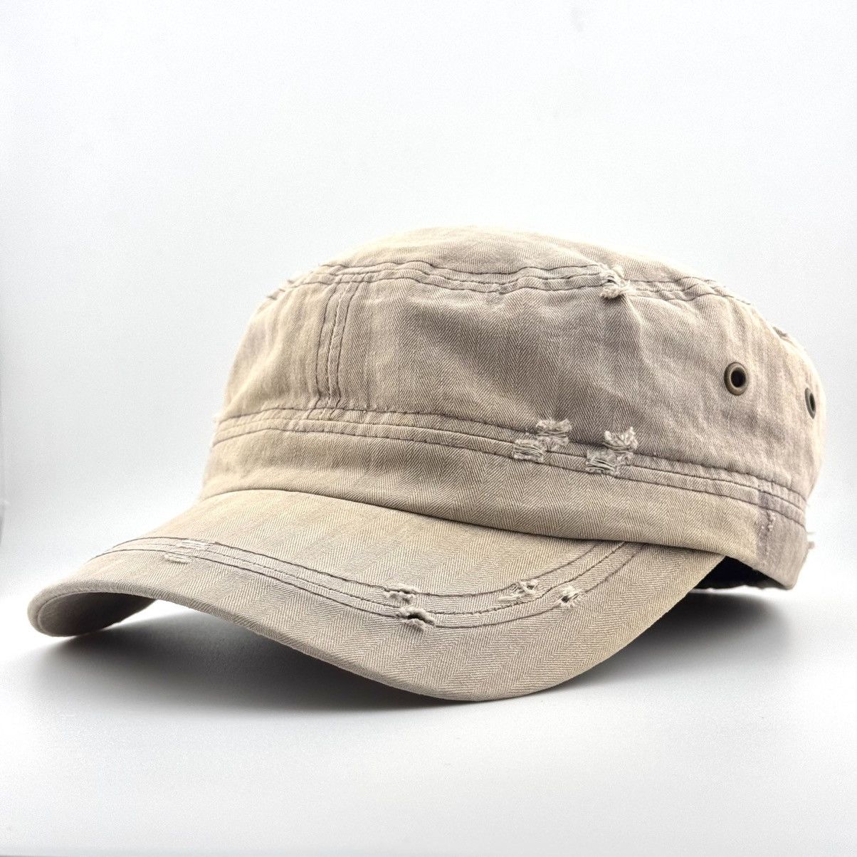 Japanese Brand Vtg Sunfaded Blank Khaki Distressed Military Work Hat Y2K Size ONE SIZE - 2 Thumbnail