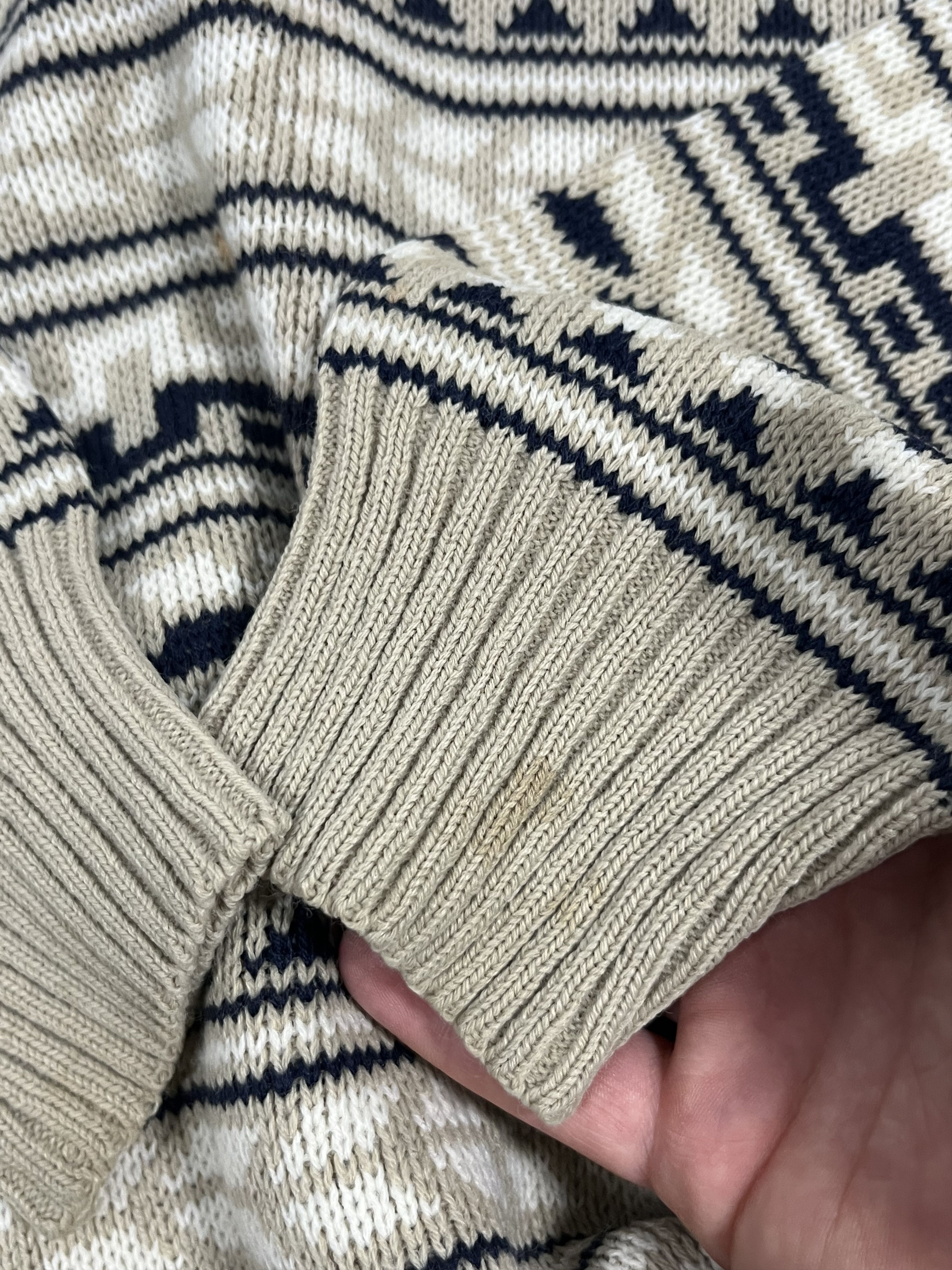Lacoste Vintage Knitwear Lacoste Monogram 00SS MADE IN FRANCE Beige Size US L / EU 52-54 / 3 - 11 Thumbnail