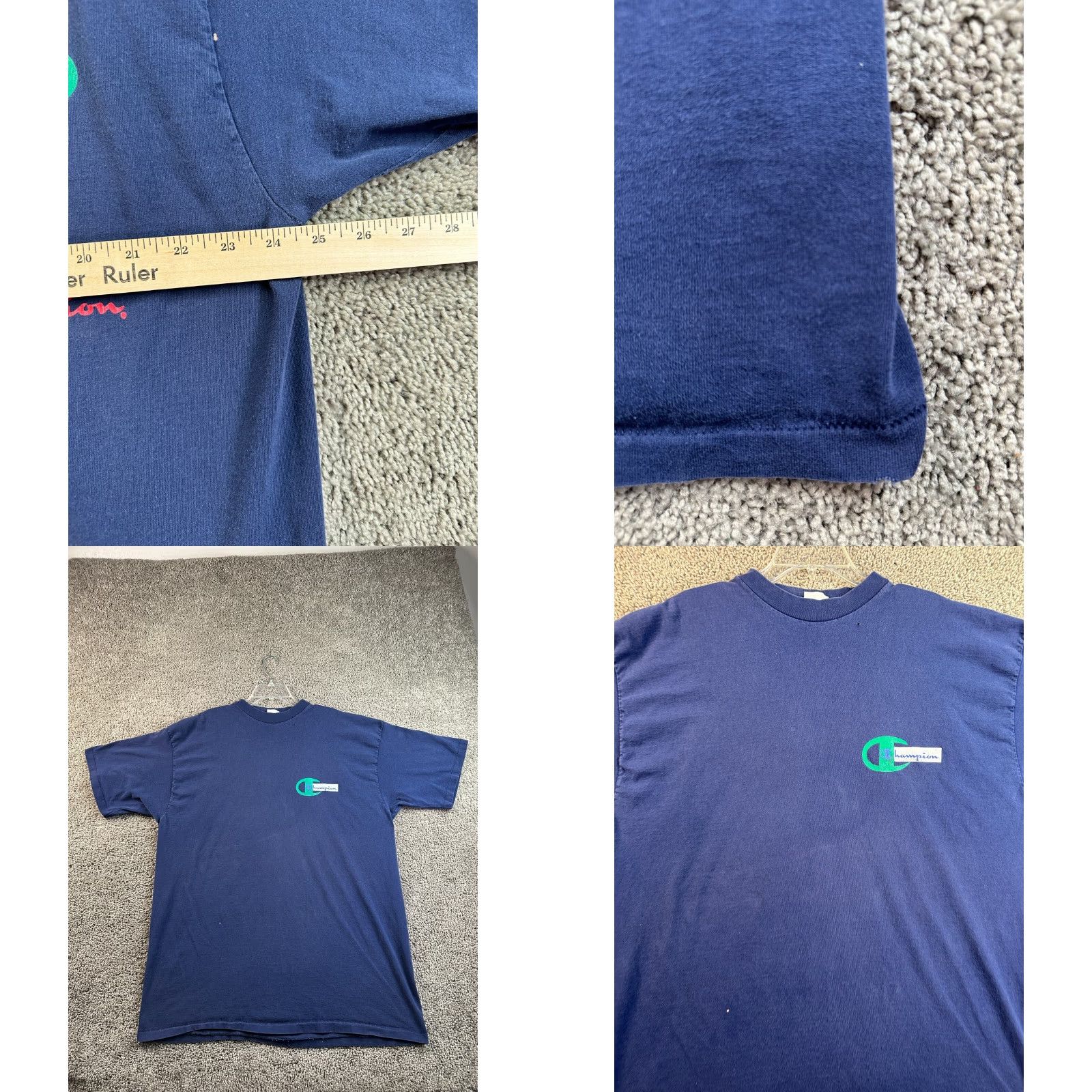 Champion VINTAGE Champion Shirt Mens 3XL Blue 90s T-Shirt Singe Stitch Logo 90s Men’s Crew Neck Short Sleeve Cotton Knit Size US XXL / EU 58 / 5 - 8 Thumbnail