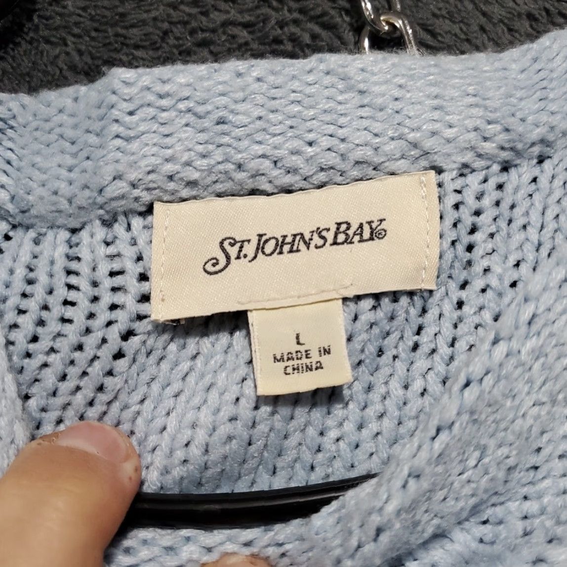 Vintage St. John's Bay Sweater Womens Cable Knit Pullover Long Sleeve Crew Neck Light Blue Size L Size L / US 10 / IT 46 - 6 Thumbnail