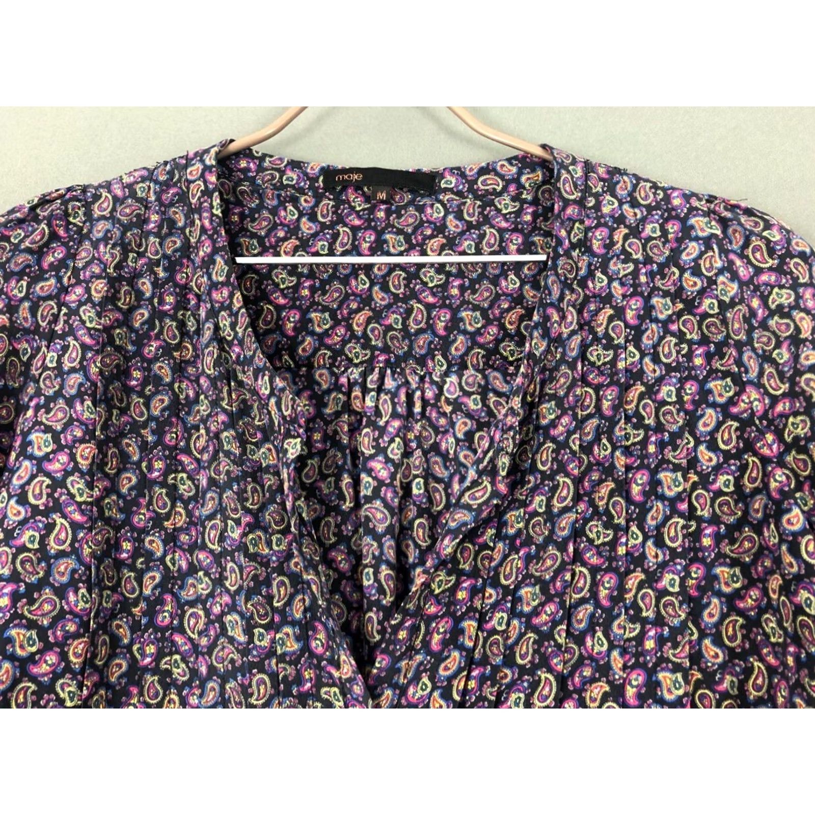 Maje Maje Button-Up Pleated Tunic Silk Purple Women M Size M / US 6-8 / IT 42-44 - 5 Thumbnail